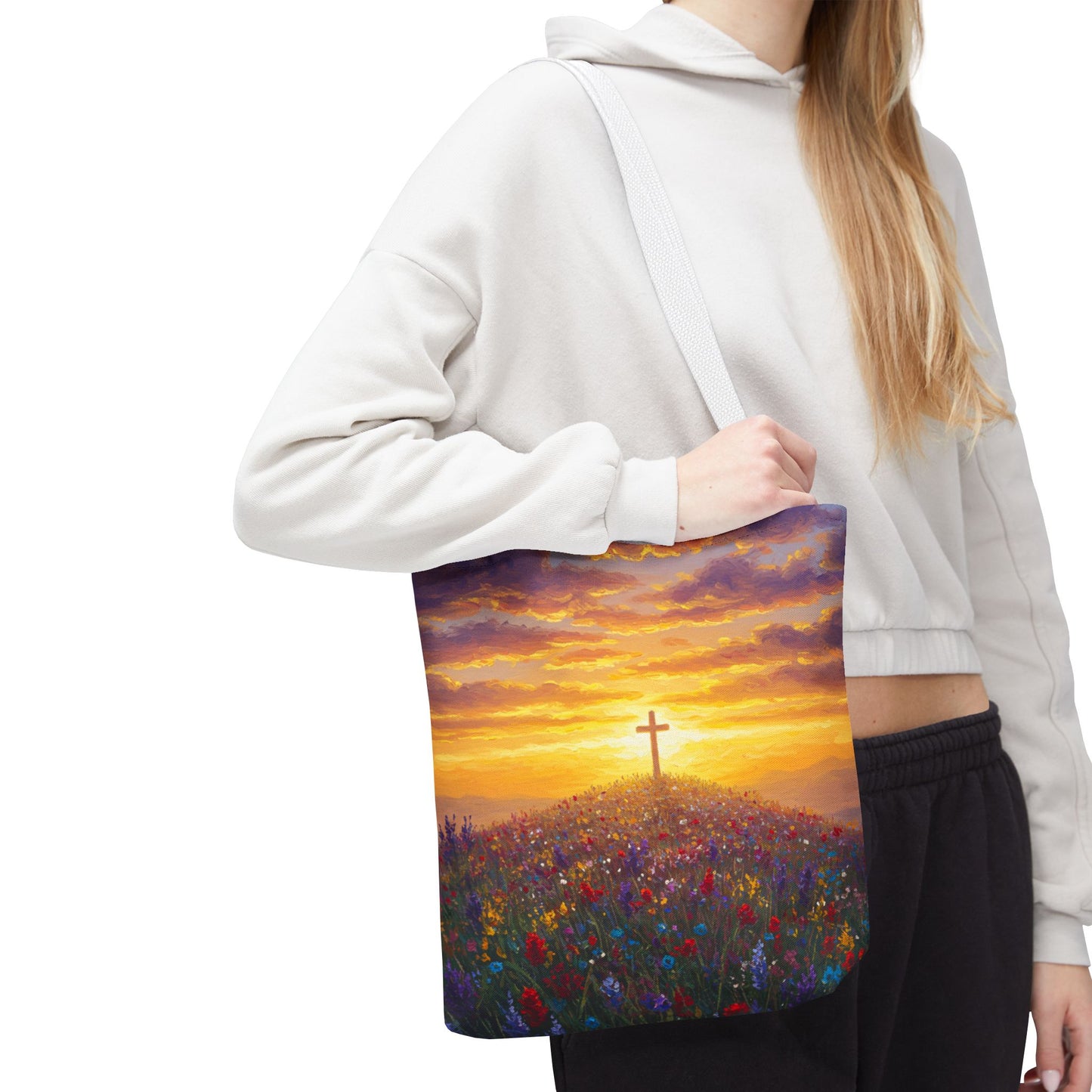 Cross Painted Tote Bag Christian Bag Inspirational Tote Spiritual Bag Religious Tote Bag