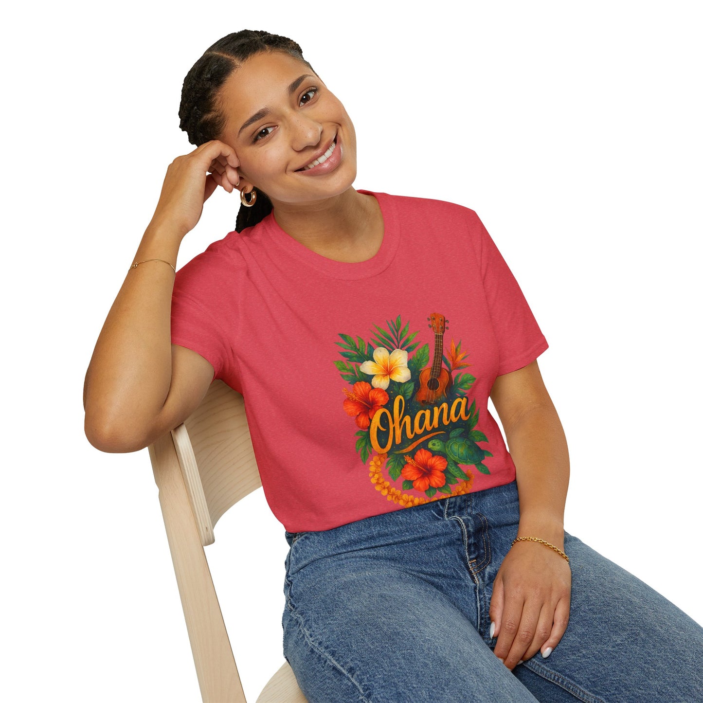 Ohana Hawaiian Shirt | Tropical Family T-Shirt | Luau Vacation Tee | Aloha Summer Shirt | Ukulele Turtle Floral Beach Gift
