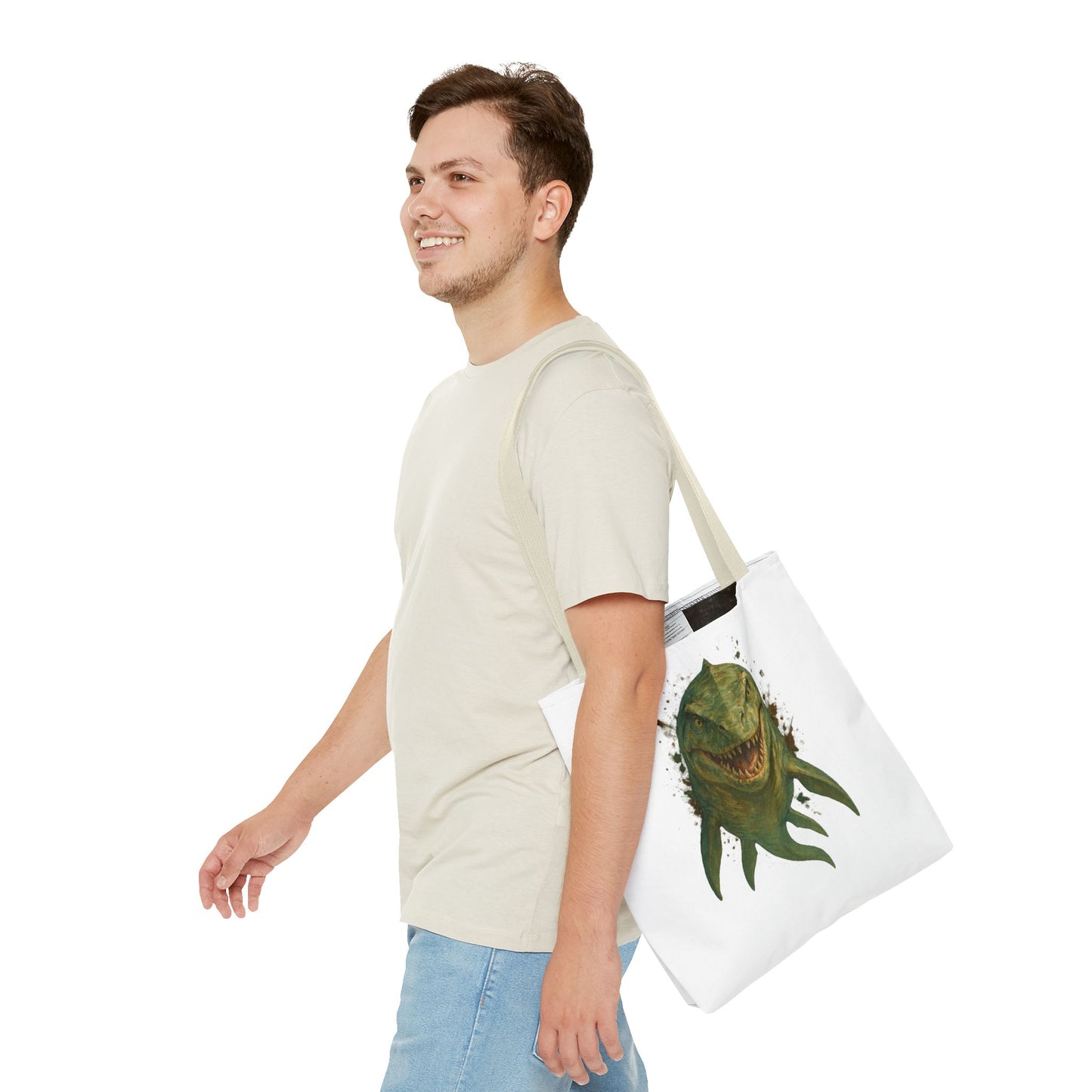 Watercolor Mosasaurus Tote Bag - Prehistoric Sea Monster Art, Dinosaur Ocean Reptile Gift, Eco Canvas Bag for Dino and Marine Fans