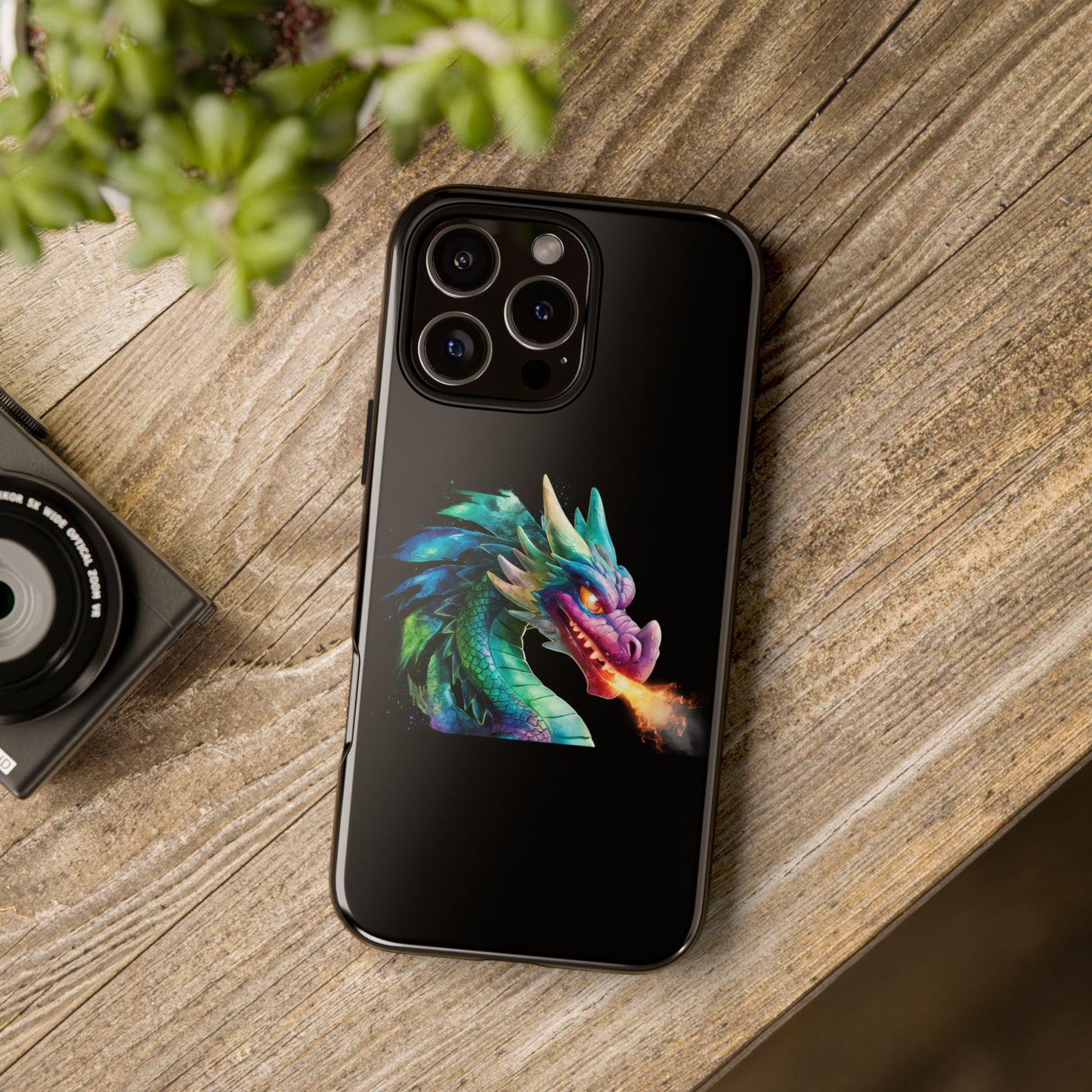 Dragon iPhone Case - Fantasy Fire-Breathing Art Protective Cover - Bookish Dark Academia Aesthetic Gift for Teens and Adults