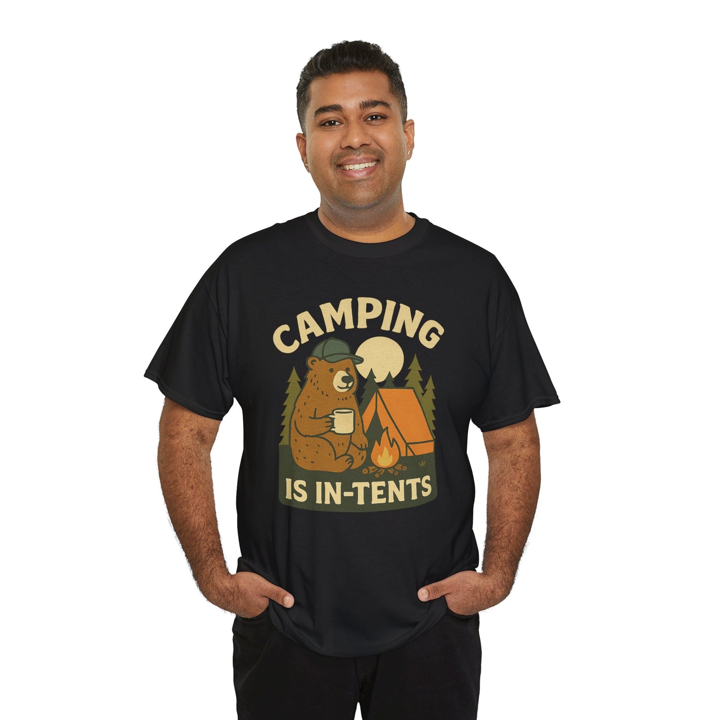 Camping Is In-Tents Funny Bear Camping Tee - Cute Outdoorsy Pun Shirt - Retro Campfire Graphic, Nature Lover Gift, Unisex Adventure Apparel