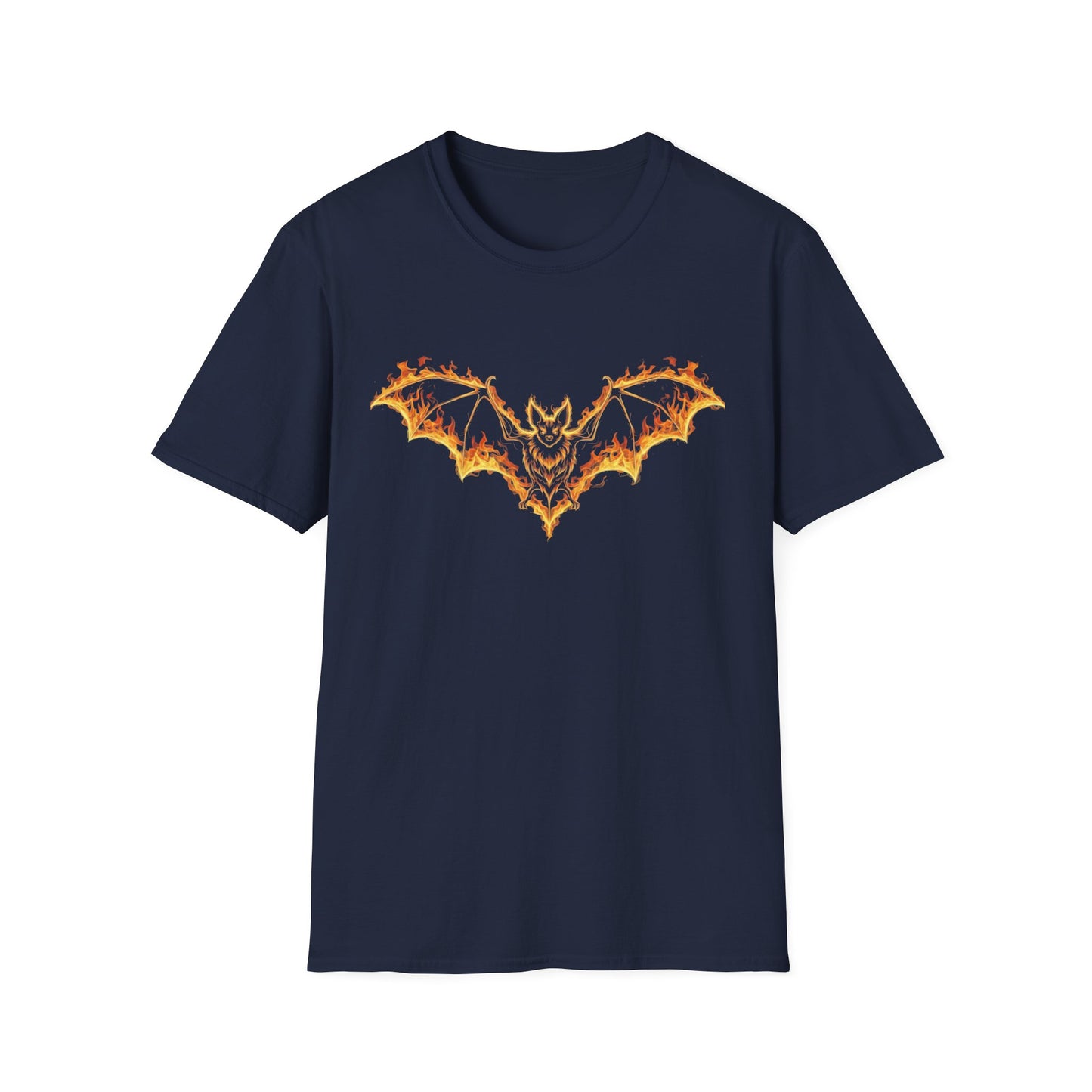 Flaming Bat T-Shirt | Fire Bat Gothic Graphic Tee | Halloween Creature Shirt | Fantasy Bat Design | Metalcore Dark Aesthetic Shirt