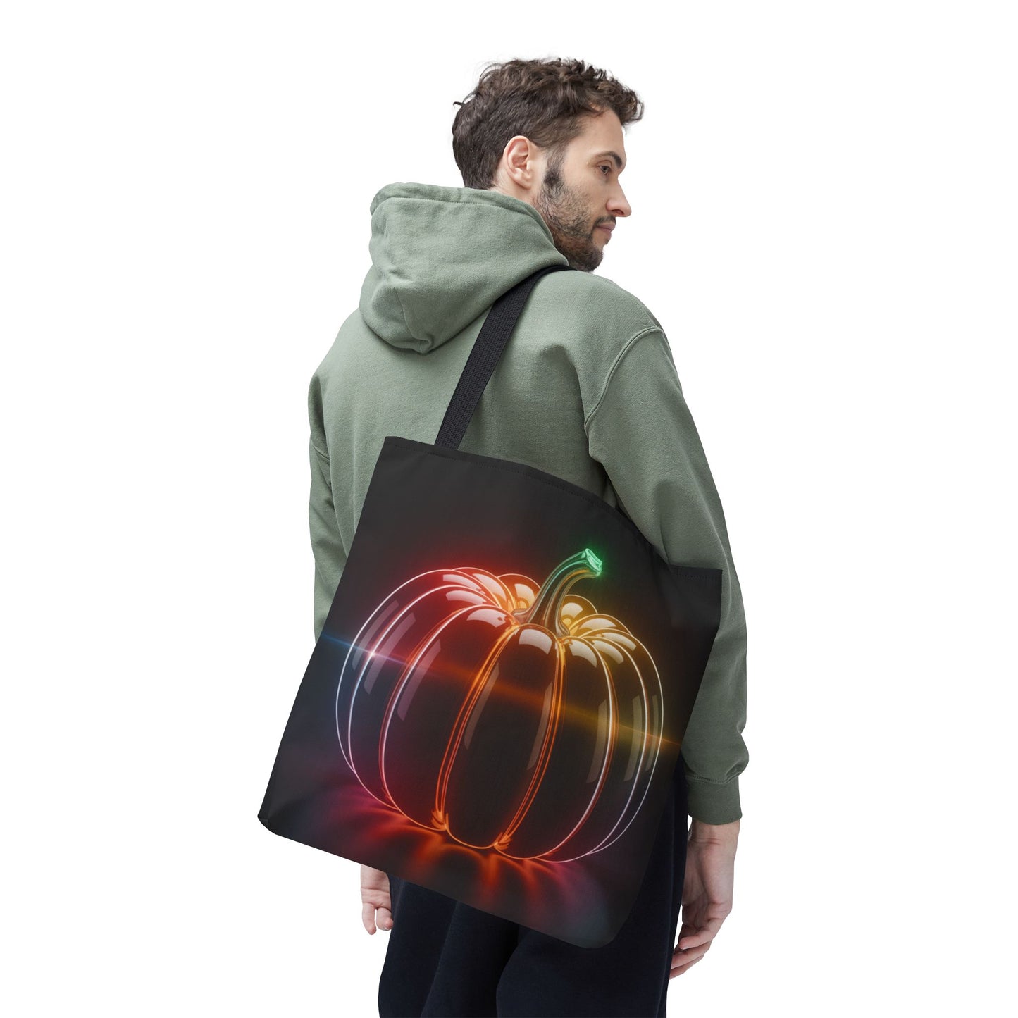 Neon Pumpkin Tote Bag, Glowing Halloween Bag, Modern Fall Tote, Pumpkin Aesthetic Accessory, Trick Or Treat Bag, Spooky Season Gift