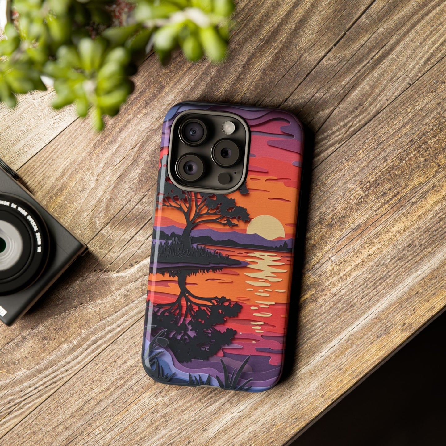 iPhone Case - Colorful Paper Art Sunset Design