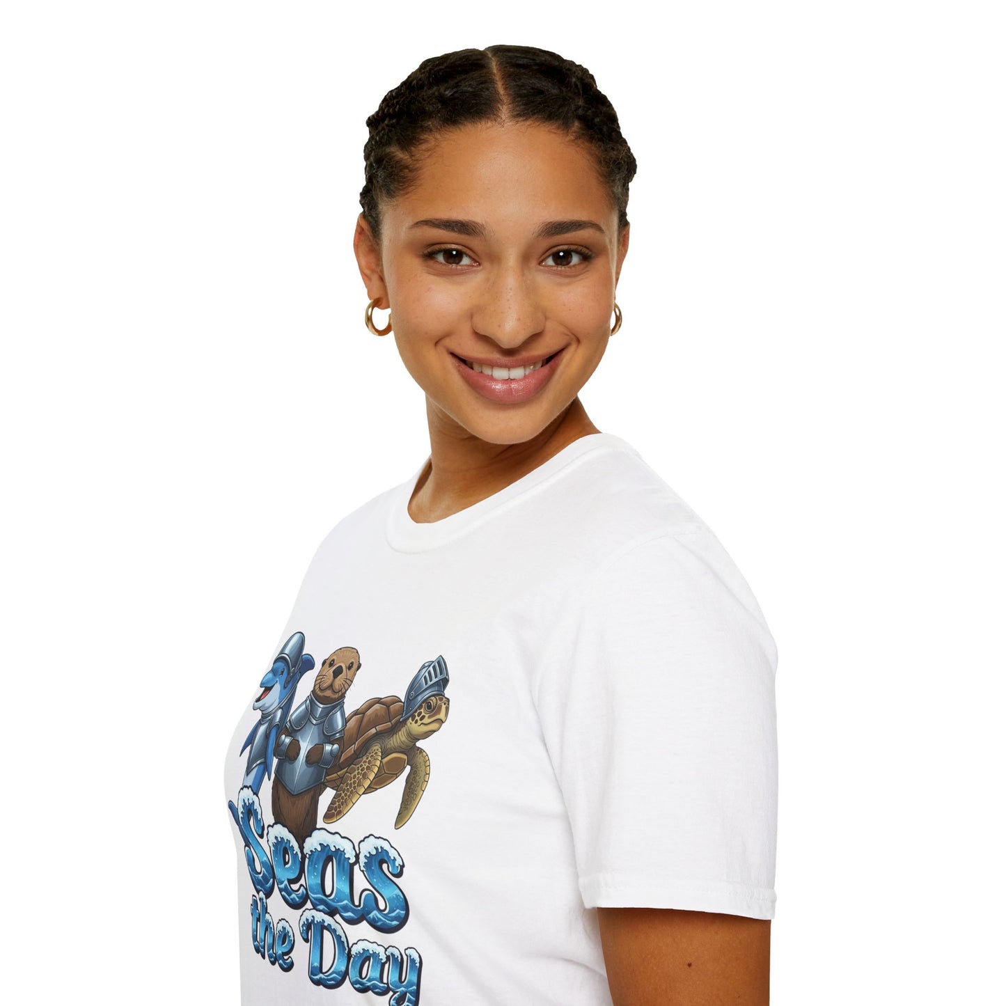 Seas the Day Shirt | Ocean Knight Animals Dolphin Otter Turtle Graphic Tee | Funny Sea Life Adventure Tee | Gift for Beach Lovers