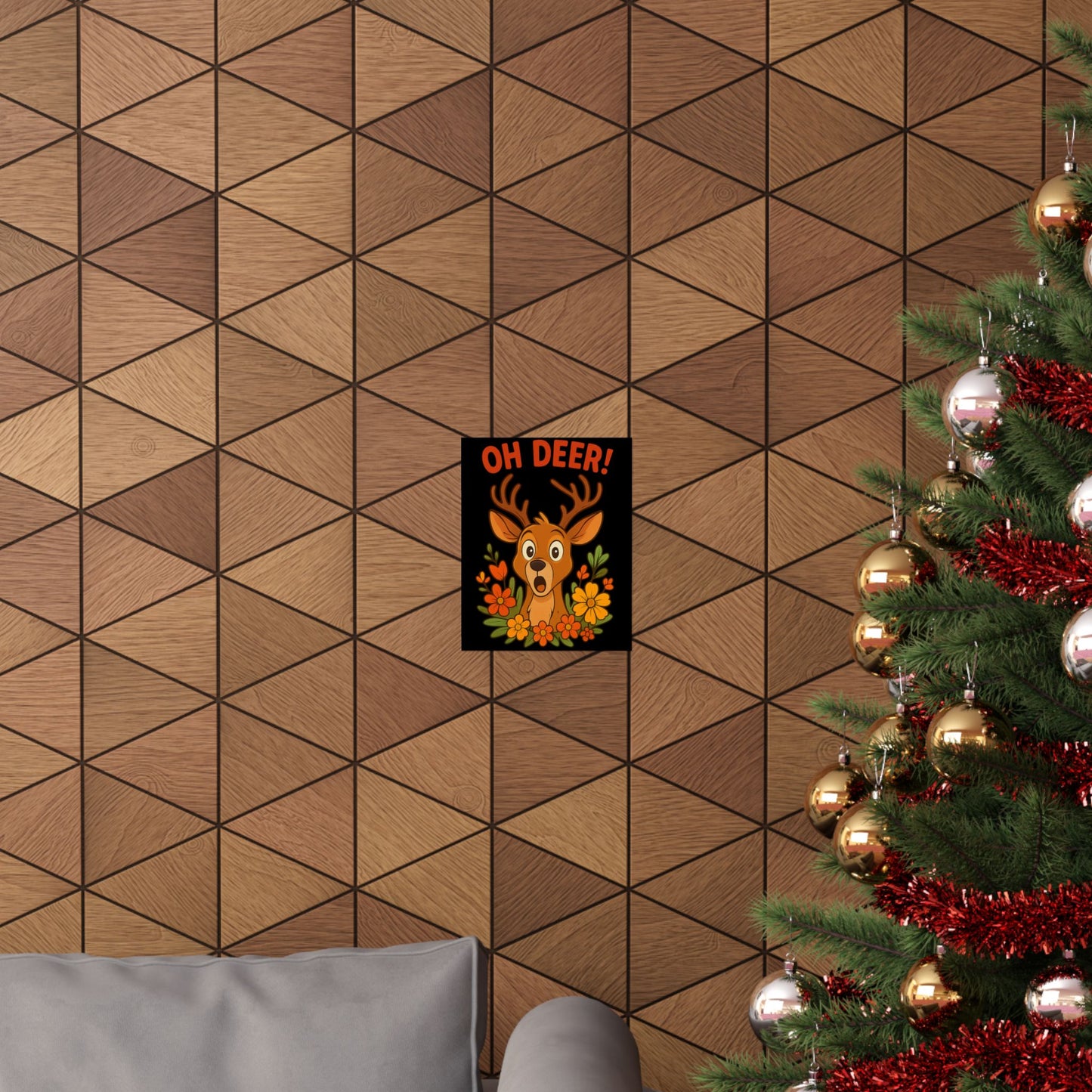 Vertical Poster - Startled Deer 'Oh Deer' Wildlife Decor Nature Decoration Funny Poster