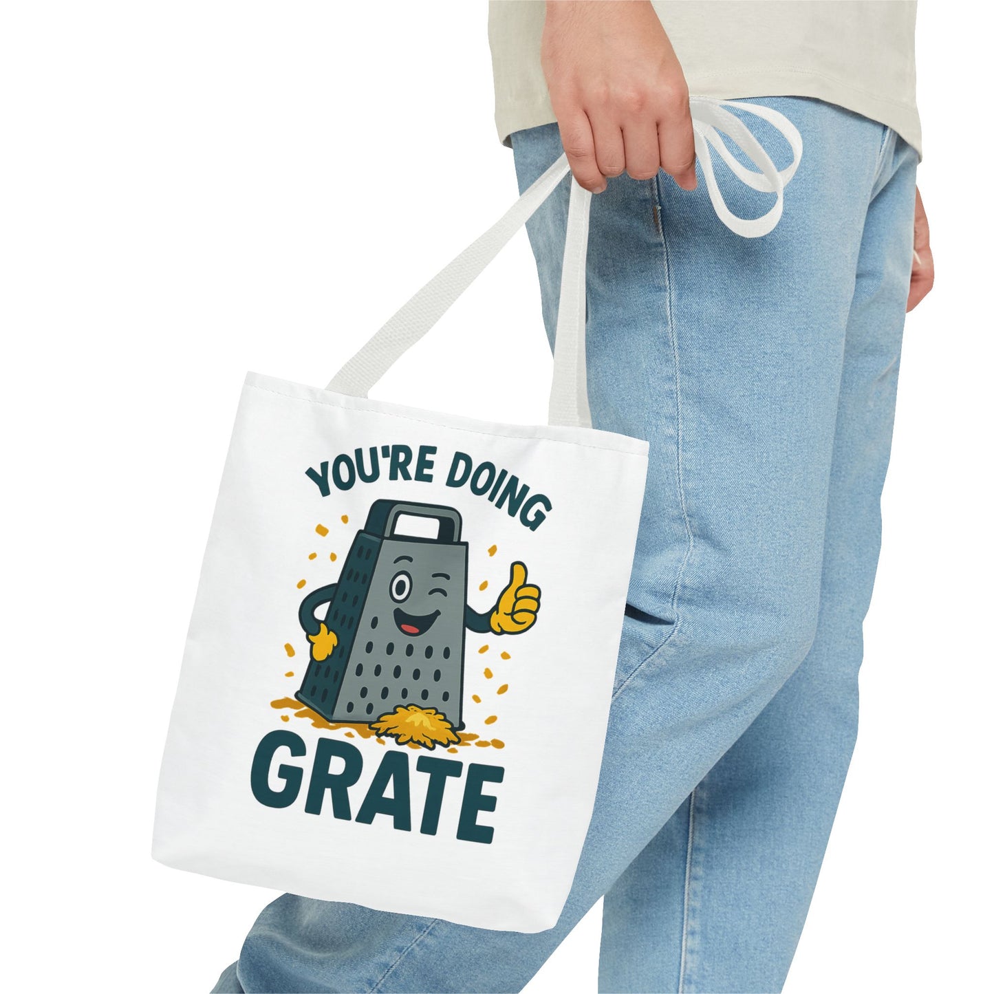 Funny Cheese Pun Tote Bag – “You’re Doing Grate” Grocery Bag | Cute Gift for Coworkers, Teachers, Food Lovers & Everyday Motivation