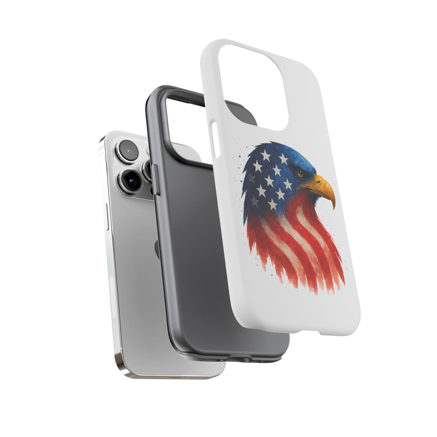 Patriotic Eagle iPhone Case - USA Flag Tough Cover, Dual-Layer Rugged Protection, 4th of July and Veteran Gift