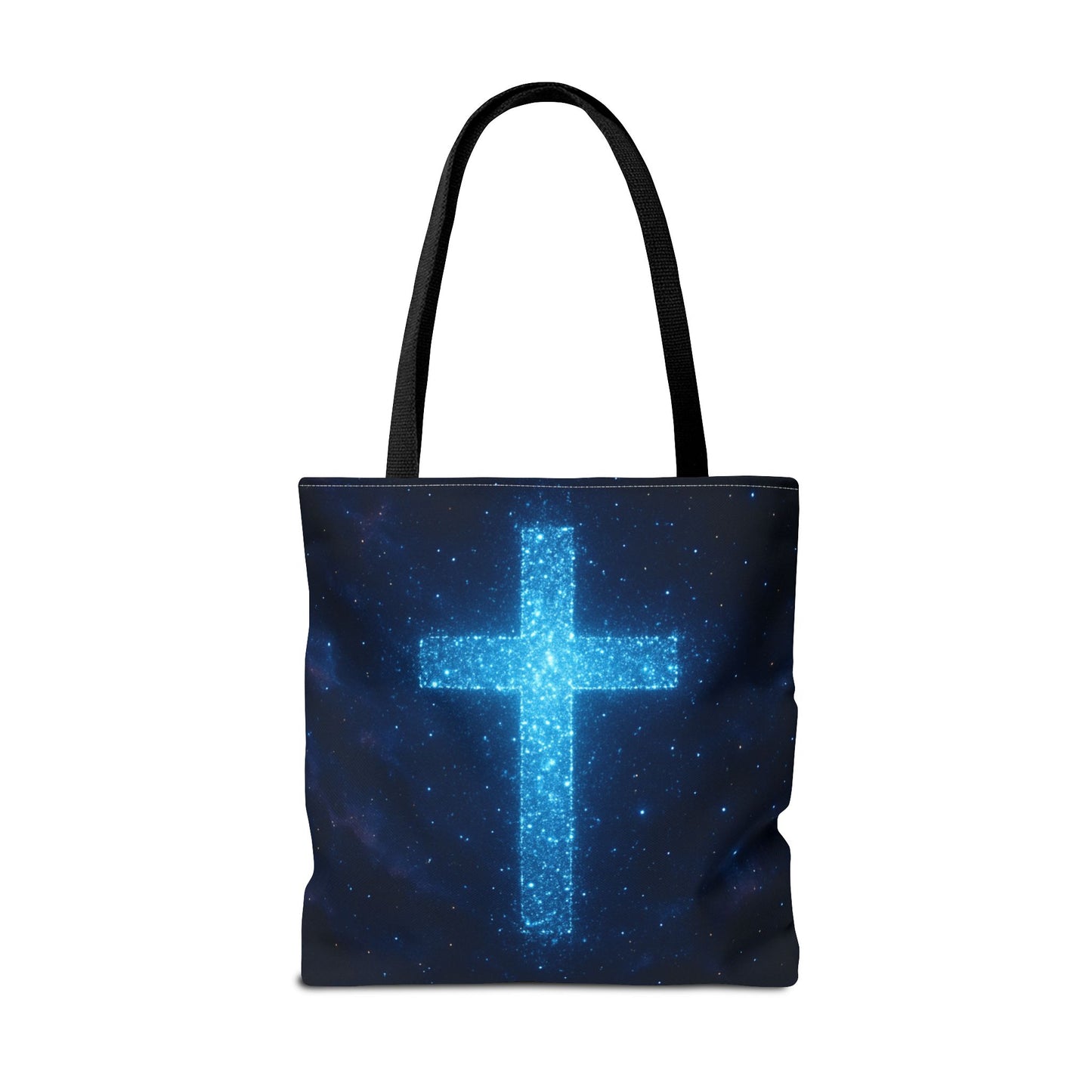 Sparkling Cross Tote Bag - Inspirational Blue Cosmic Bag Christian Tote Spiritual Bag Inspirational Tote Bag