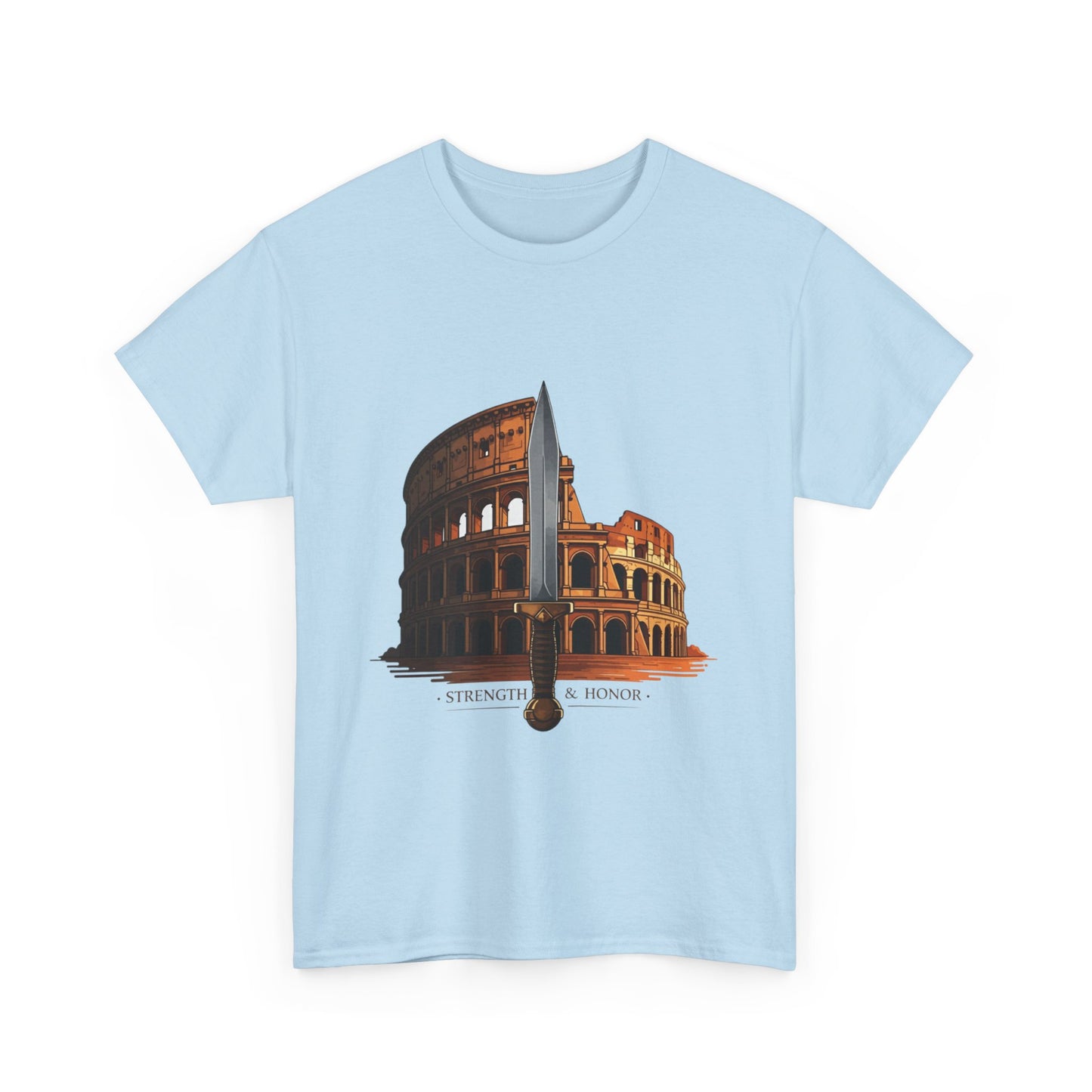 Strength & Honor Gladiator Shirt – Roman Colosseum Sword Graphic Tee – Ancient Rome History T-Shirt for Gladiator & Travel Fans