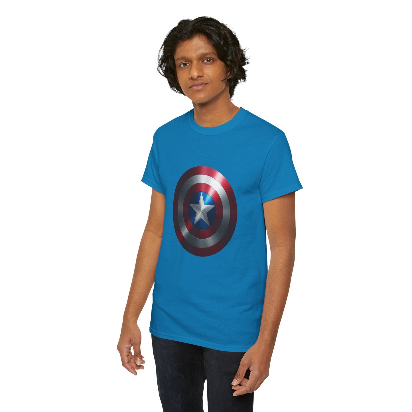 Patriotic Hero Shield Shirt – Star Emblem Graphic Tee – Super Soldier Gift – Comic Inspired Unisex Shirt – Cosplay Convention Top