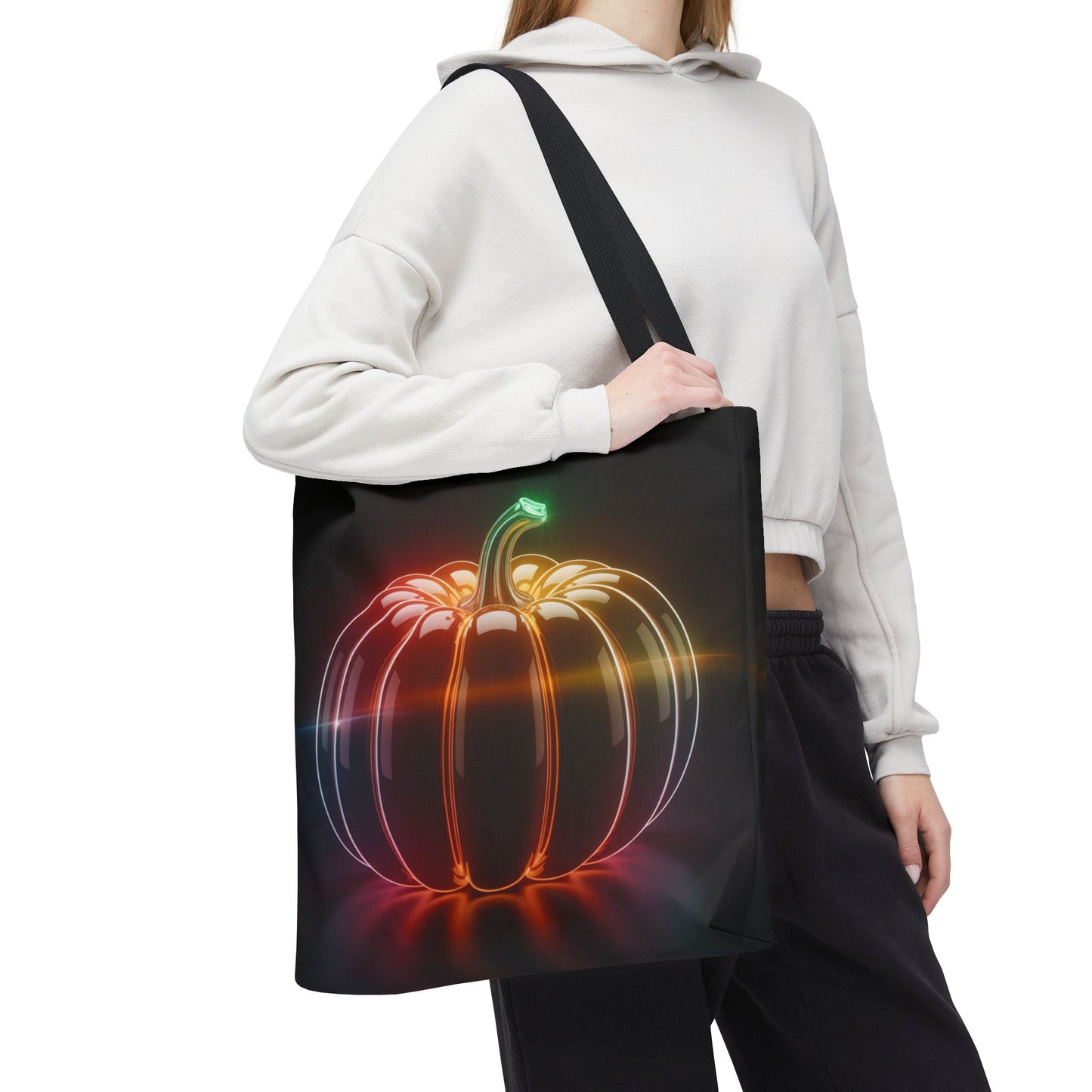 Neon Pumpkin Tote Bag, Glowing Halloween Bag, Modern Fall Tote, Pumpkin Aesthetic Accessory, Trick Or Treat Bag, Spooky Season Gift