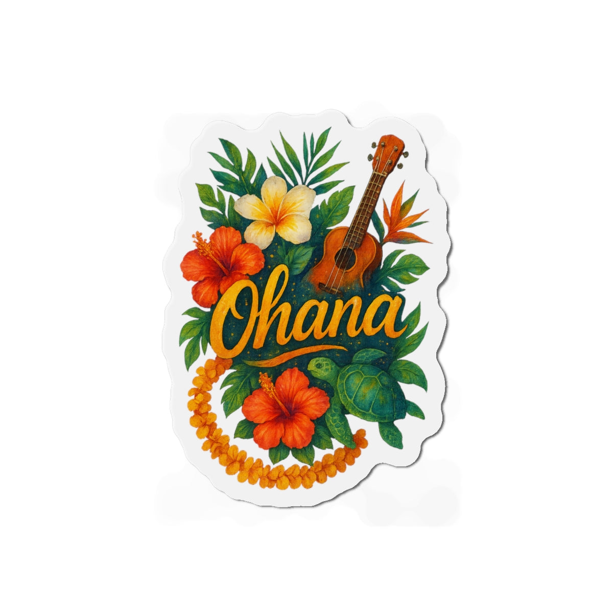 Ohana Magnet - Retro Hawaiian Sea Turtle & Palm Tree Magnet for Fridge or Locker - Tropical Family Gift, Beach Aesthetic Home Decor