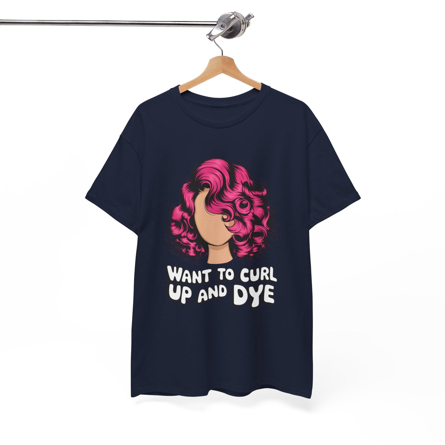 Curly Hair Tee: Want To Curl Up And Dye – Funny Hair Colorist Tee, Salon & Curl Lovers Gift, Trendy Graphic Shirt for Hairstylists