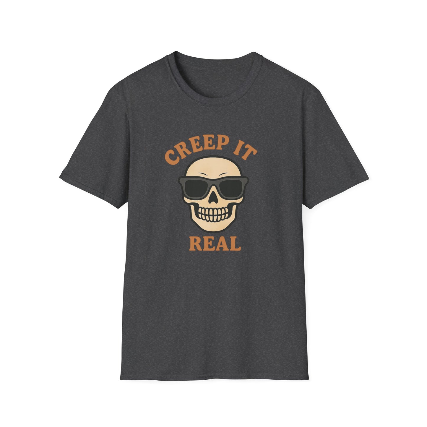Creep It Real Shirt - Funny Skull Halloween T-Shirt, Spooky Season Graphic Tee, Cool Skeleton with Sunglasses, Humorous Fall Top