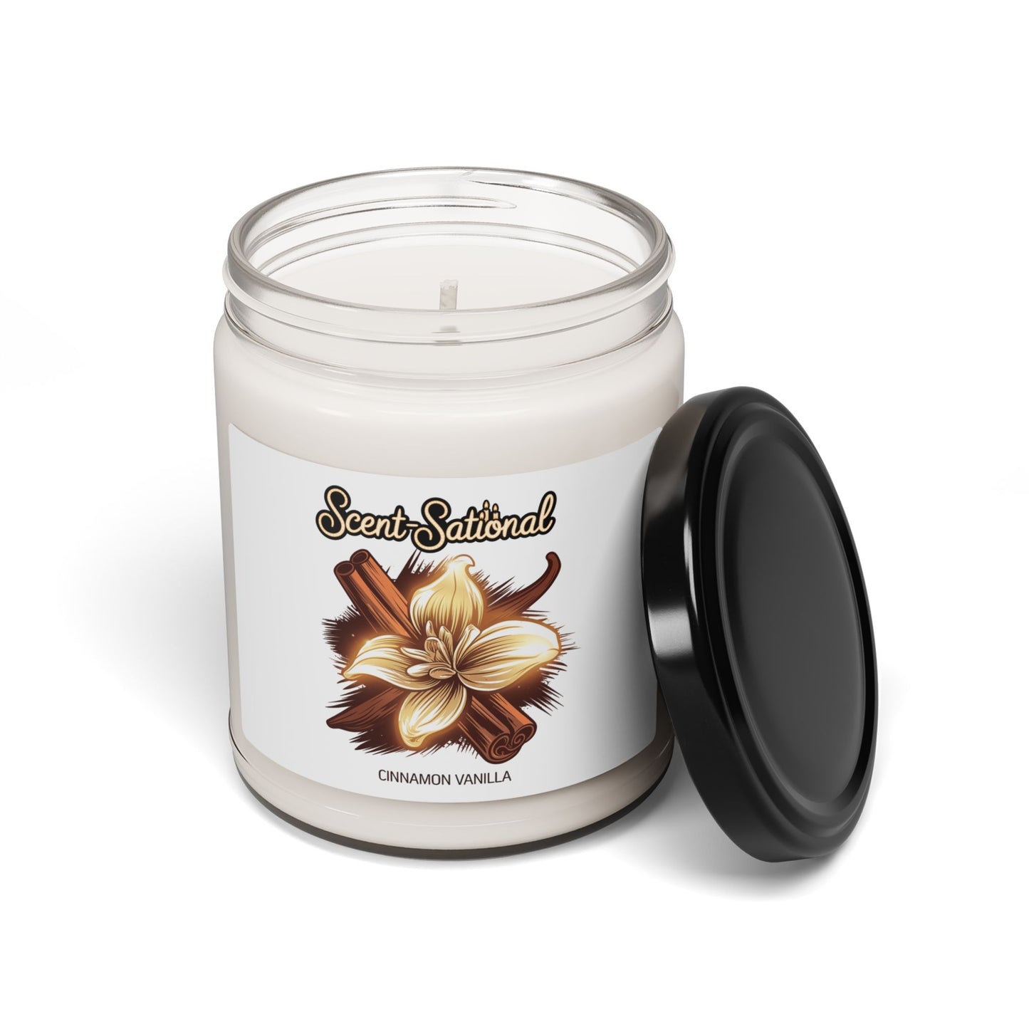 Cinnamon Vanilla Scented Candle, Cozy Aromatherapy Soy Candle, Reusable Glass Jar, Warm Home Fragrance Gift For Holidays And Housewarming