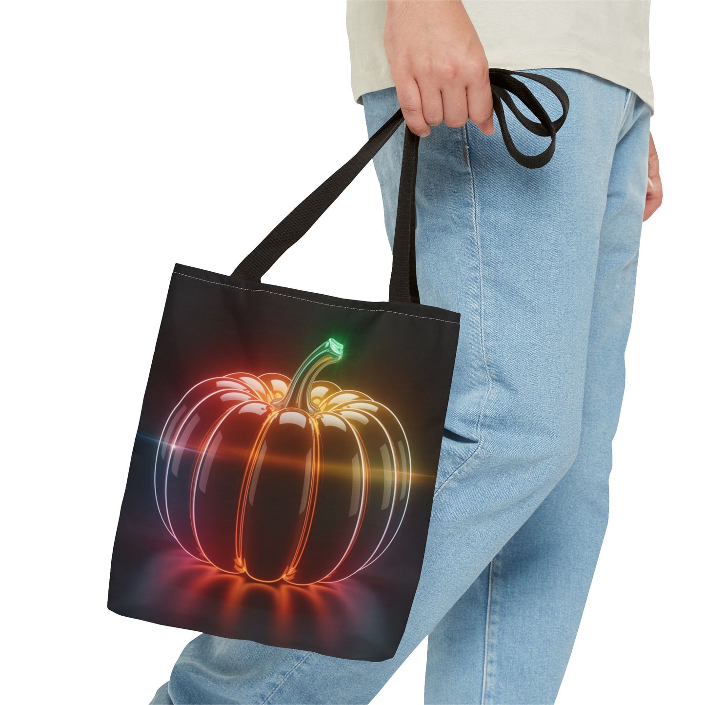 Neon Pumpkin Tote Bag, Glowing Halloween Bag, Modern Fall Tote, Pumpkin Aesthetic Accessory, Trick Or Treat Bag, Spooky Season Gift