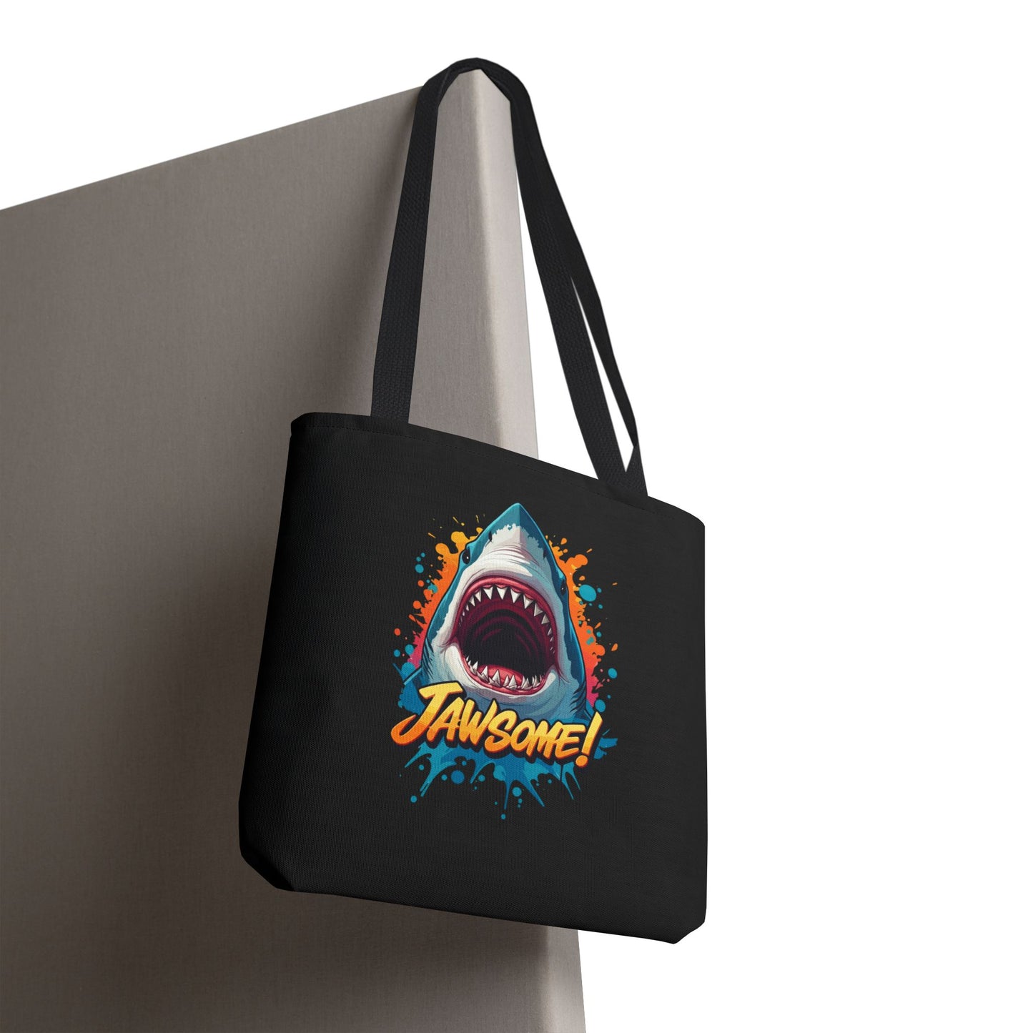 Shark Tote Bag – JAWSOME Funny Ocean Lover Bag – Durable Reusable Grocery, Beach, or Everyday Tote – Gift for Shark Fans & Sea Lovers