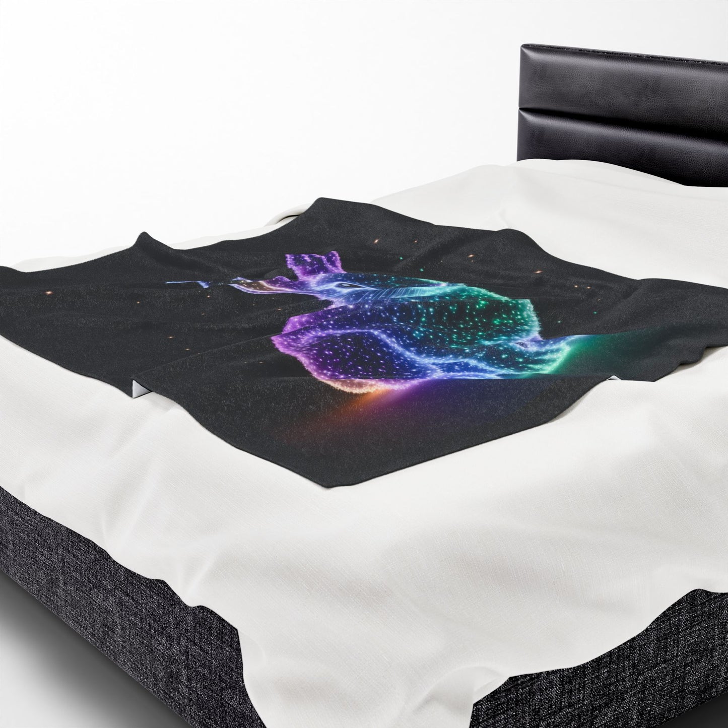 Velveteen Plush Blanket Bioluminescent Easter Bunny Blanket Easter Throw Easter Bunny Decor
