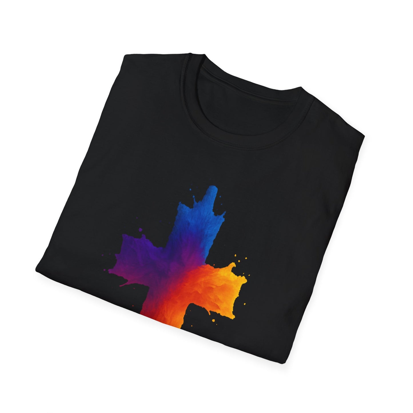 Colorful Abstract Cross T‑Shirt | Bold Grunge Paint Splatter Christian Tee | Unique Vibrant Gift | Inspirational Faith Graphic Shirt