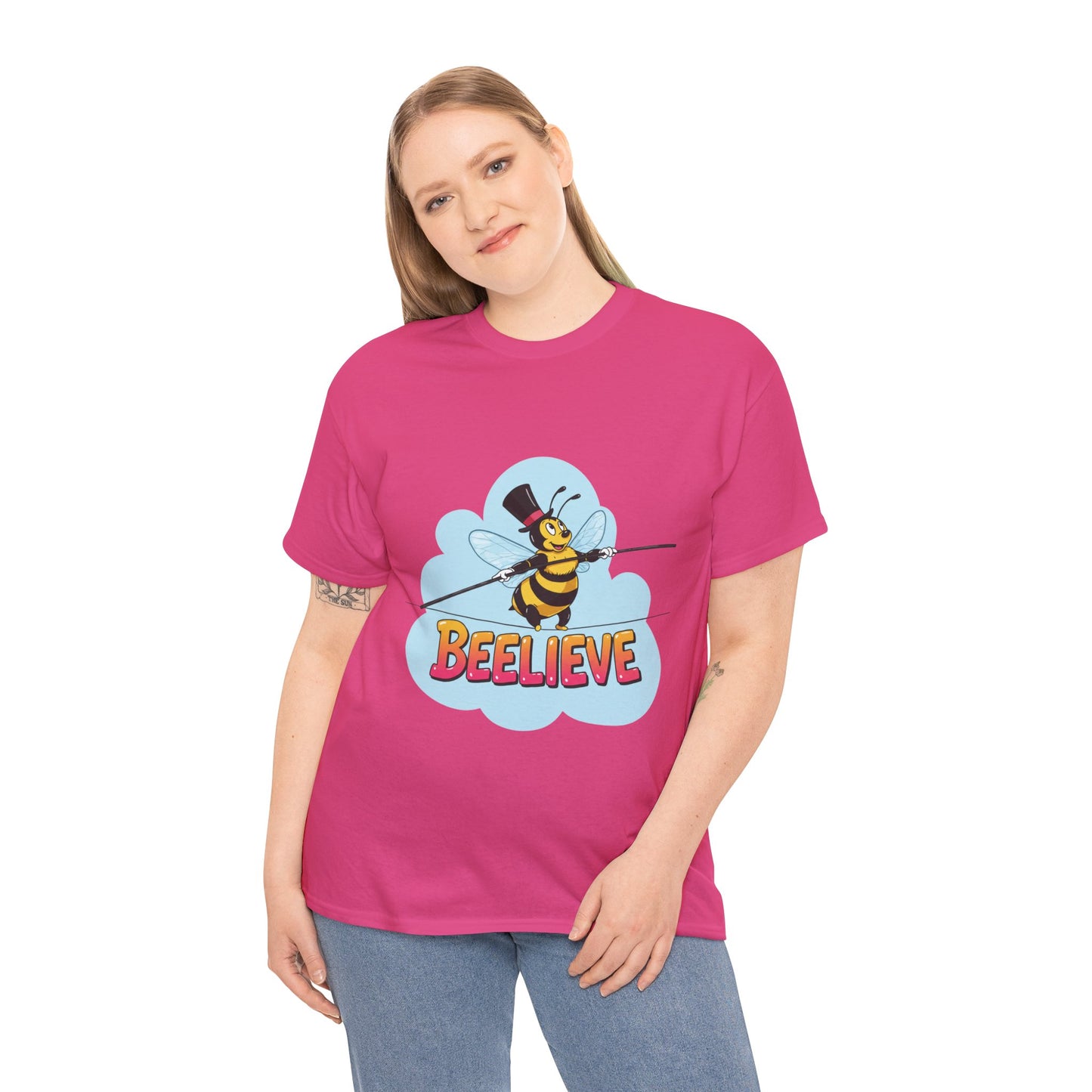 “Beelieve” Bee Pun T‑Shirt | Cute Bee Graphic Tee | Inspirational Pun Shirt | Funny Nature Lover Gift | Bee Belief Positive Vibes Tee