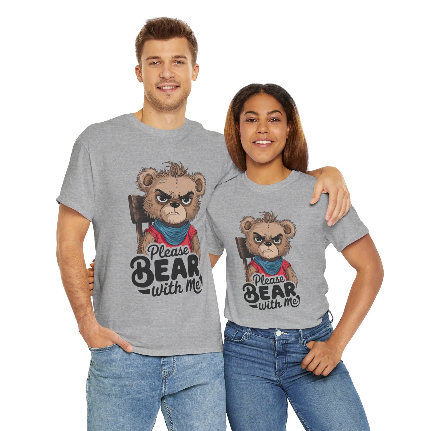 Grumpy Bear Graphic Tee – Please Bear With Me Shirt – Funny Animal T‑shirt – Sarcastic Humor Gift – Cute Bear Meme Art Tee
