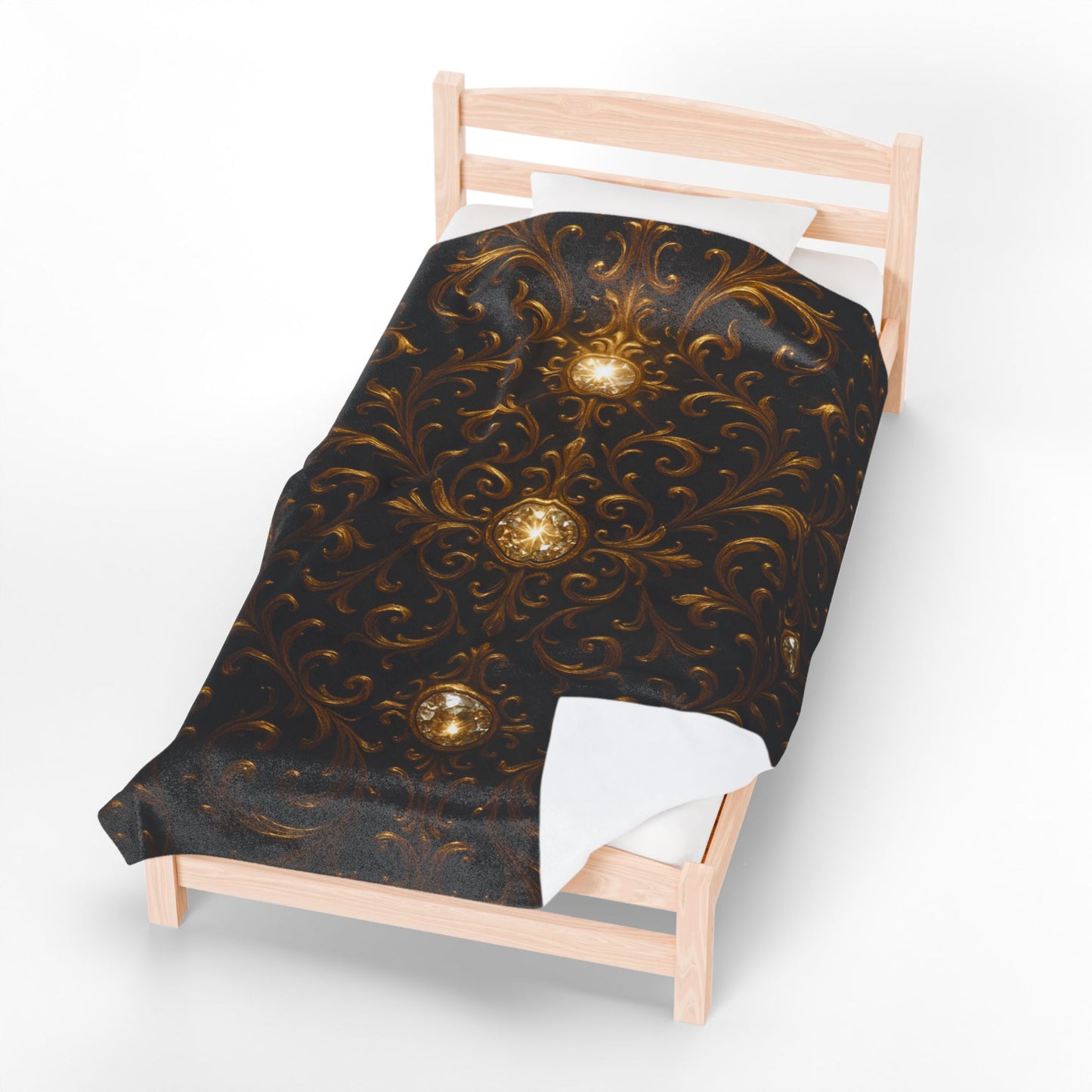 Luxury Black Gold Blanket Baroque Style Throw Gothic Glam Bedding Decor Elegant Soft Plush Blanket Celestial Star Blanket Gift