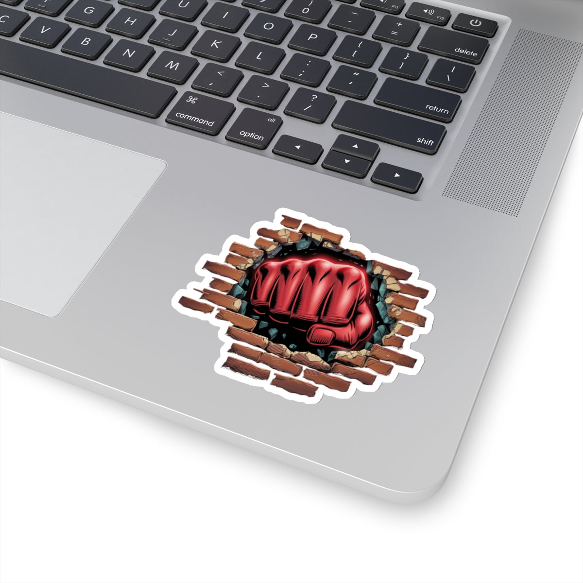 Sticker Red Fist Brick Wall Smash Kiss-Cut Sticker