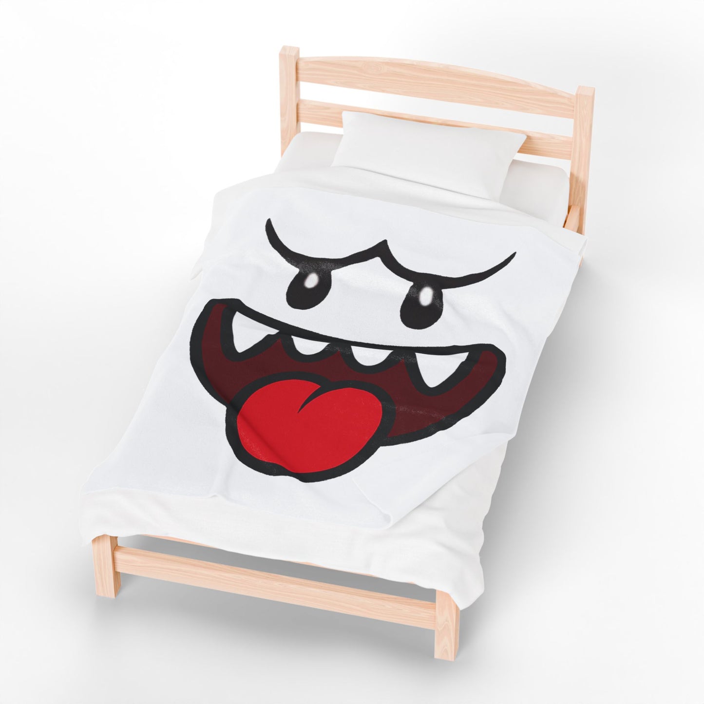 Funny Ghost Face Blanket, Spooky Halloween Throw, Creepy Gamer Room Bedding, Novelty Tongue Out Ghost Bedspread, Cool Cozy Horror Decor