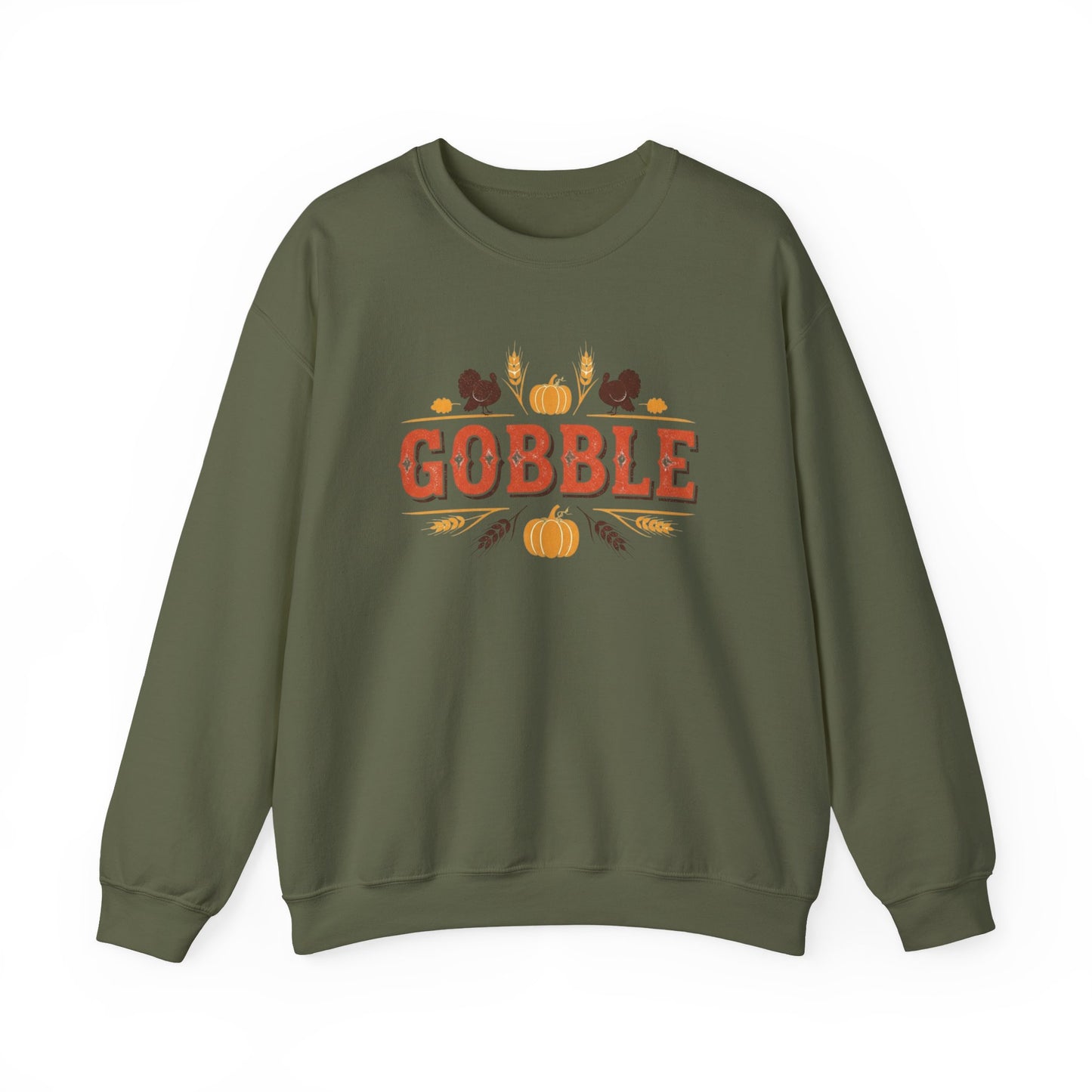 Gobble Thanksgiving Sweatshirt, Fall Pumpkin Turkey Shirt, Cozy Autumn Crewneck, Cute Gobble Pullover, Thanksgiving Dinner Outfit