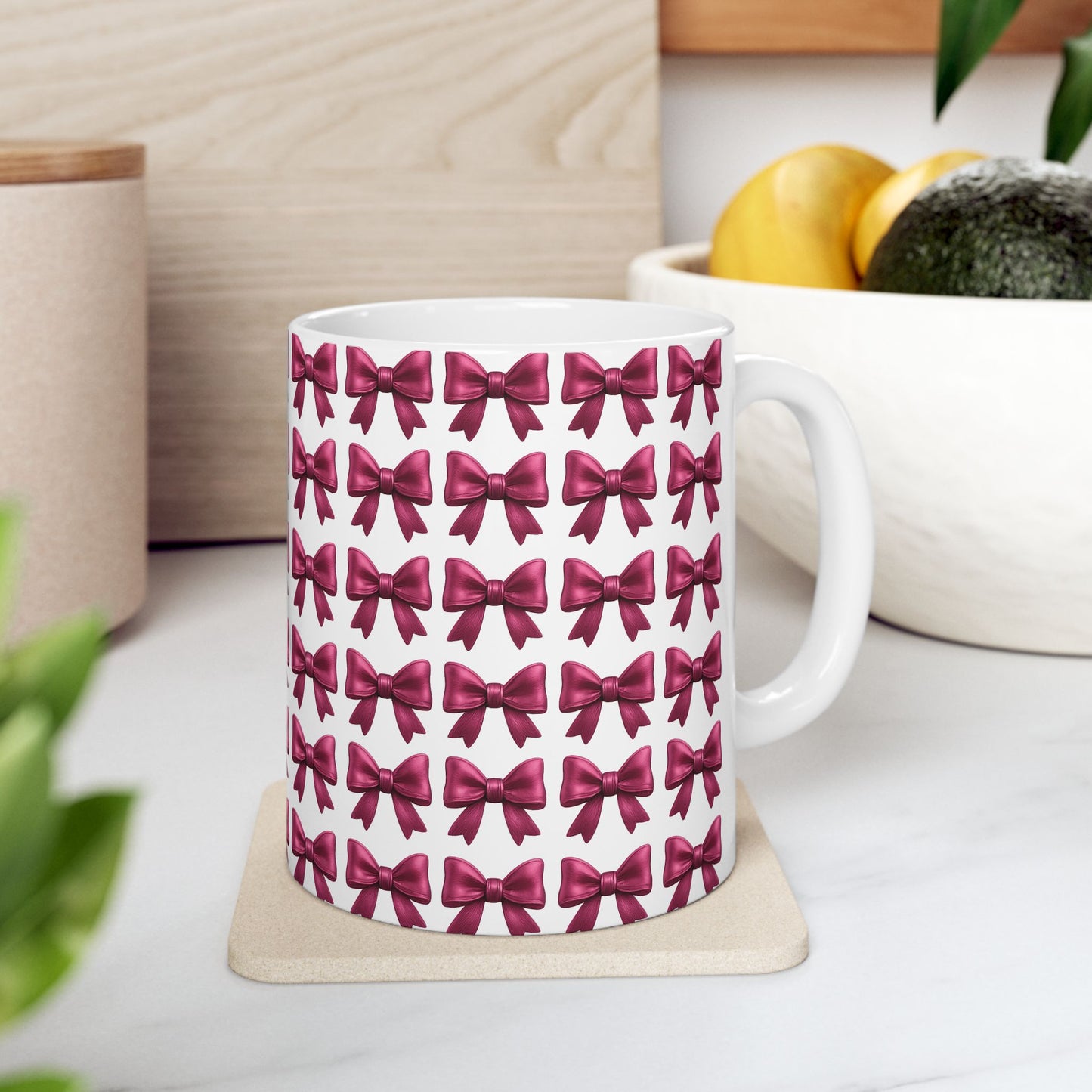 Pink Bow Aesthetic Coffee Mug – Coquette Balletcore Girly Cup, Cute Gift for Friends, Teens, Birthday, Cottagecore & Pink Lovers
