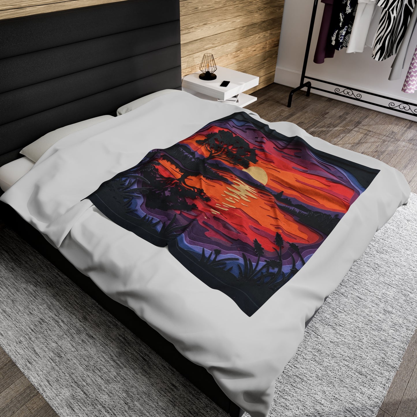 Plush Blanket - Sunset Paper Art Design