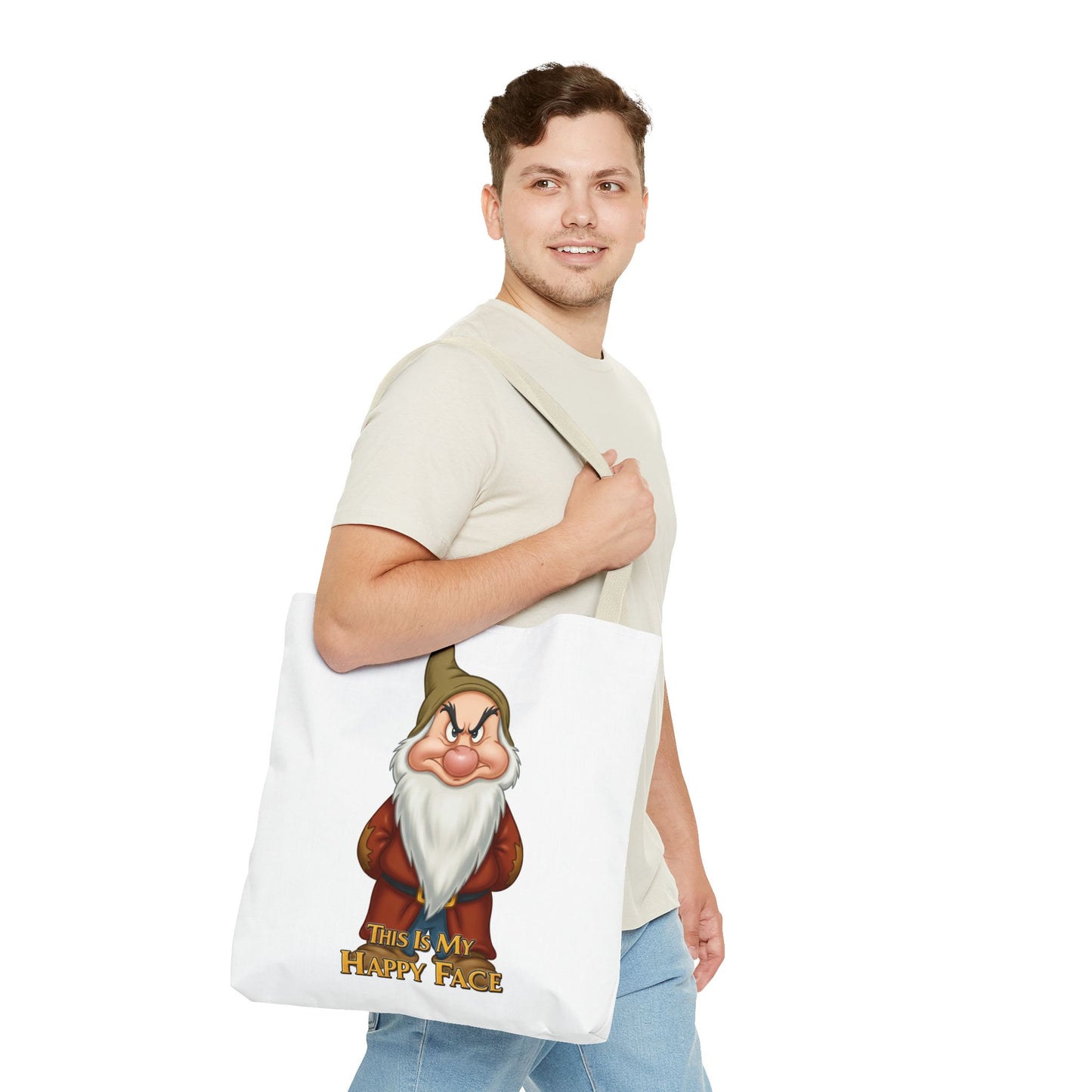 Grumpy Dwarf Tote Bag - "This Is My Happy Face"