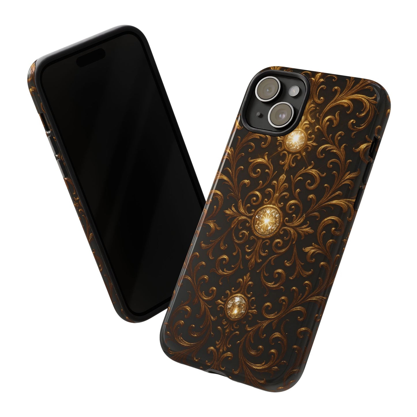 Baroque iPhone Case β Elegant Gold Floral Scroll Design for iPhone 16, 15, 14, 13, Pro Max & More