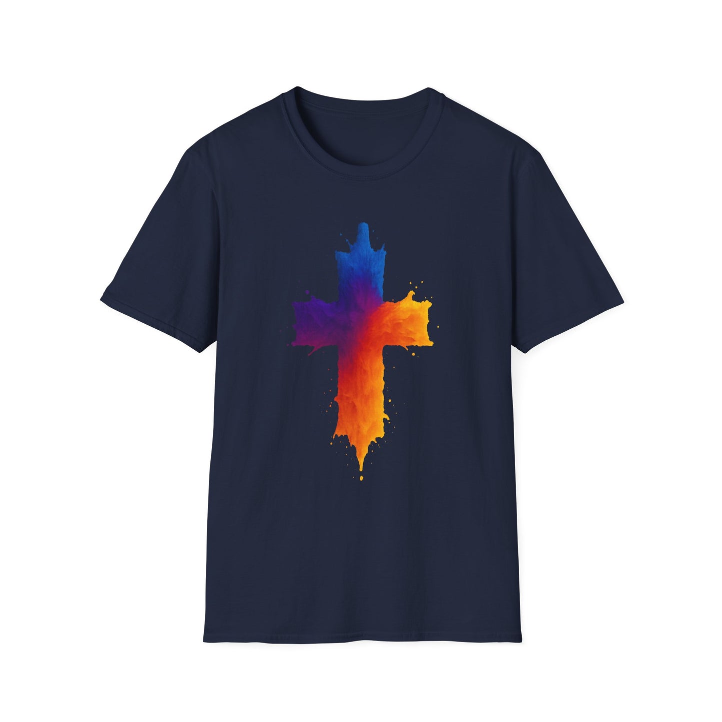 Colorful Abstract Cross T‑Shirt | Bold Grunge Paint Splatter Christian Tee | Unique Vibrant Gift | Inspirational Faith Graphic Shirt