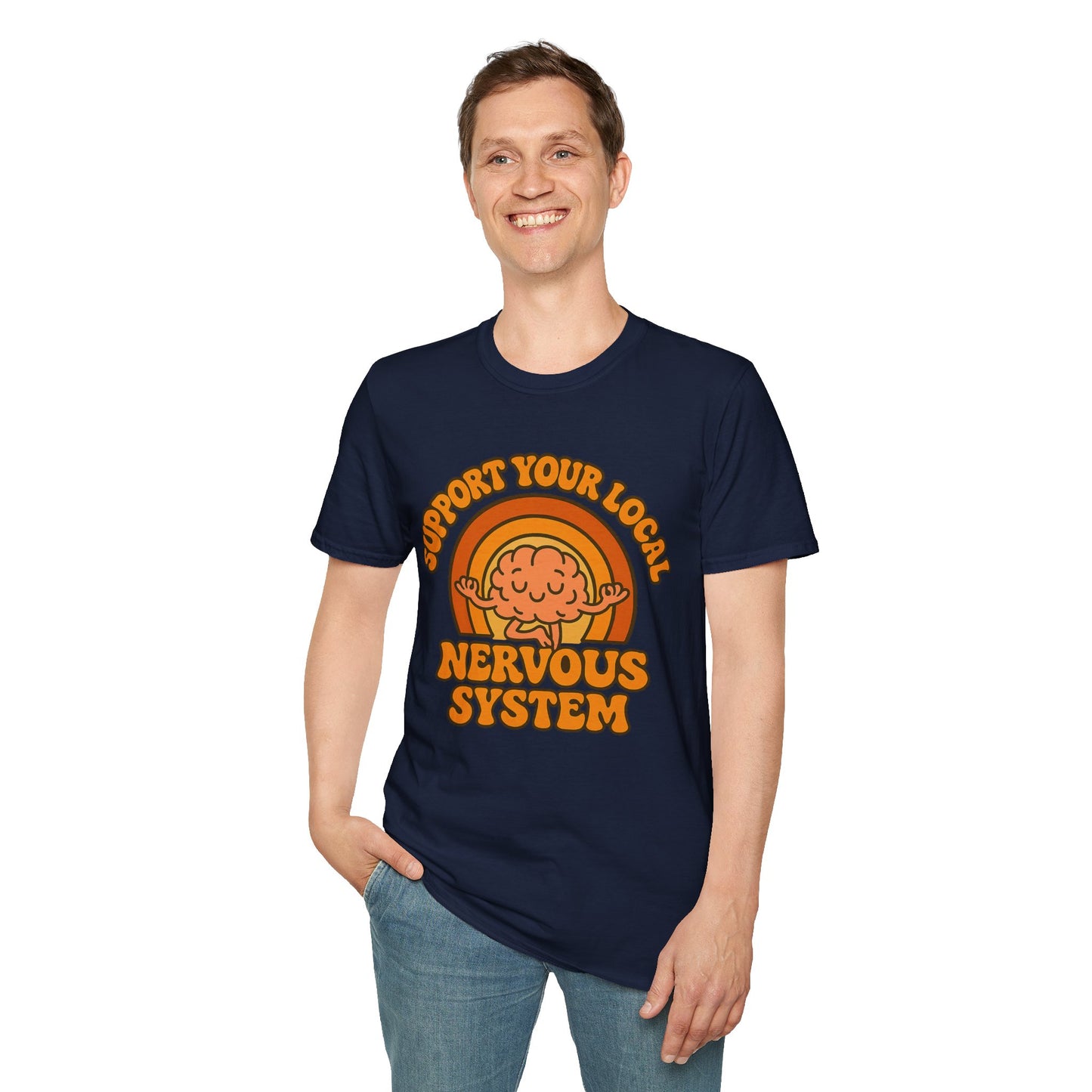 Support Your Local Nervous System T-Shirt | Funny Brain Tee, Neurodiversity Gift, Mental Health Humor Shirt, Science Geek Retro Tee