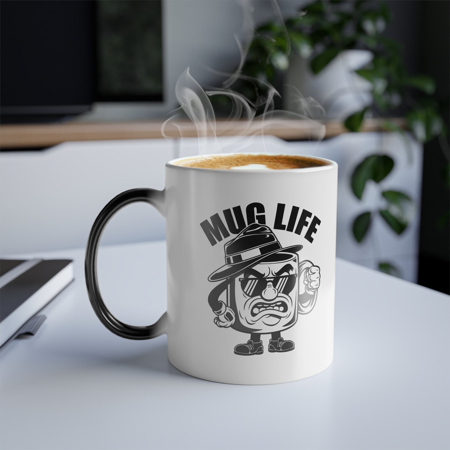 Mug Life Color Changing Mug – Funny Heat Reveal Coffee Cup, Hand Wash Only, Gangster Cartoon Design, Hilarious Gift for Coffee Lovers & Friends