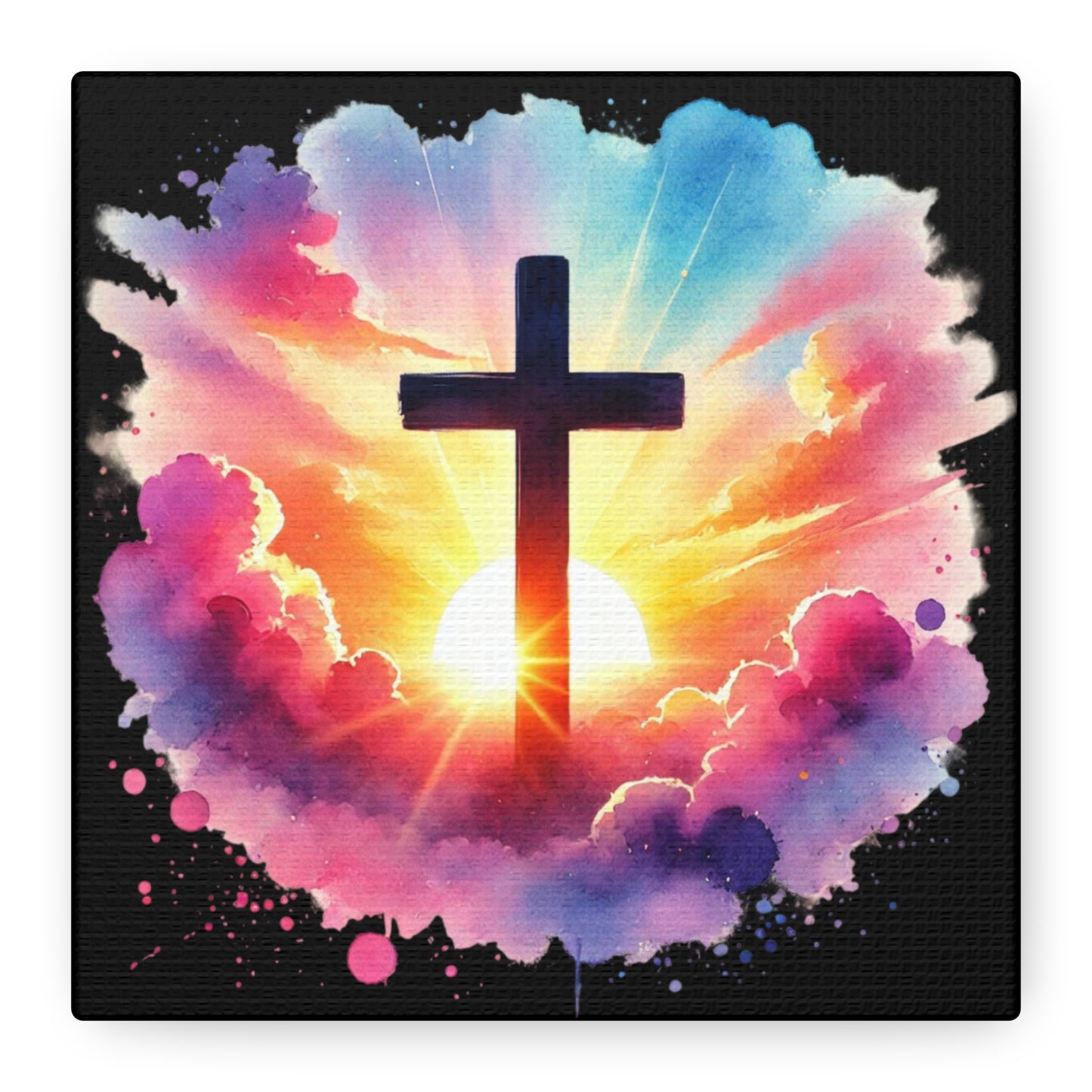 Inspirational Watercolor Cross Wall Art Christian Home Decor Faith Based Canvas Religious Art Inspirational Canvas