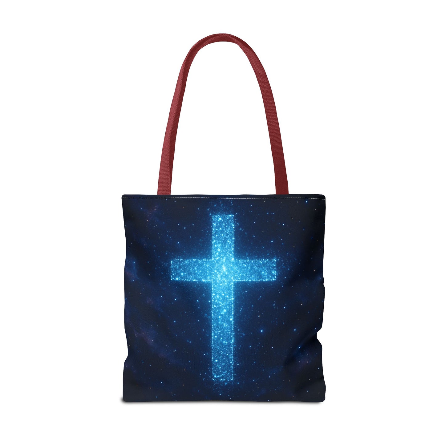 Sparkling Cross Tote Bag - Inspirational Blue Cosmic Bag Christian Tote Spiritual Bag Inspirational Tote Bag