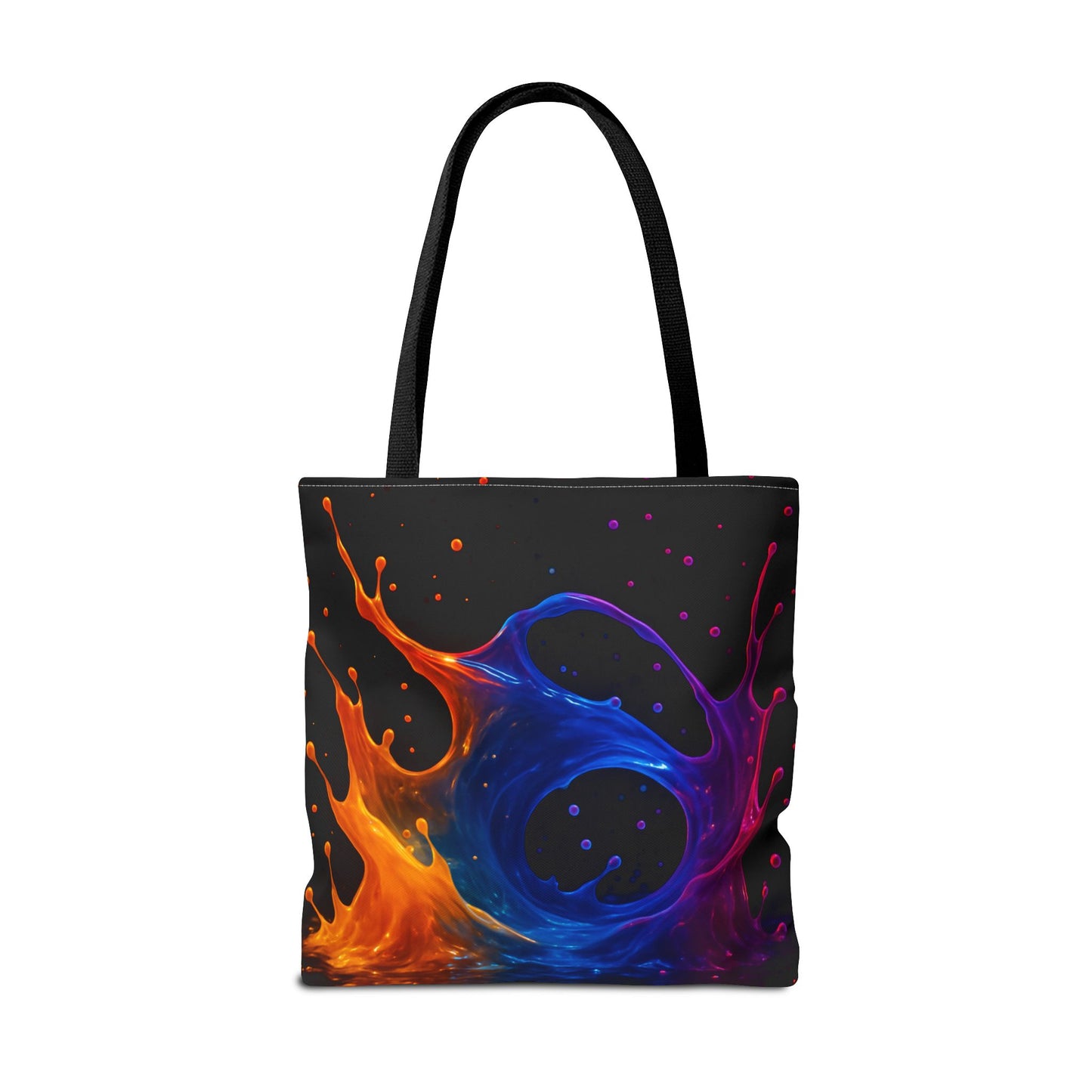 Elemental Fusion Tote Bag, Fire And Water Abstract Art Design, Vibrant Blue And Orange Splash Reusable Tote For Artists, Travel, And Everyday Use