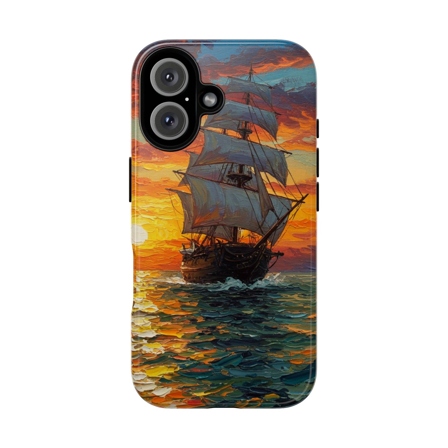 iPhone Case - Ship Sailing at Sunset Design