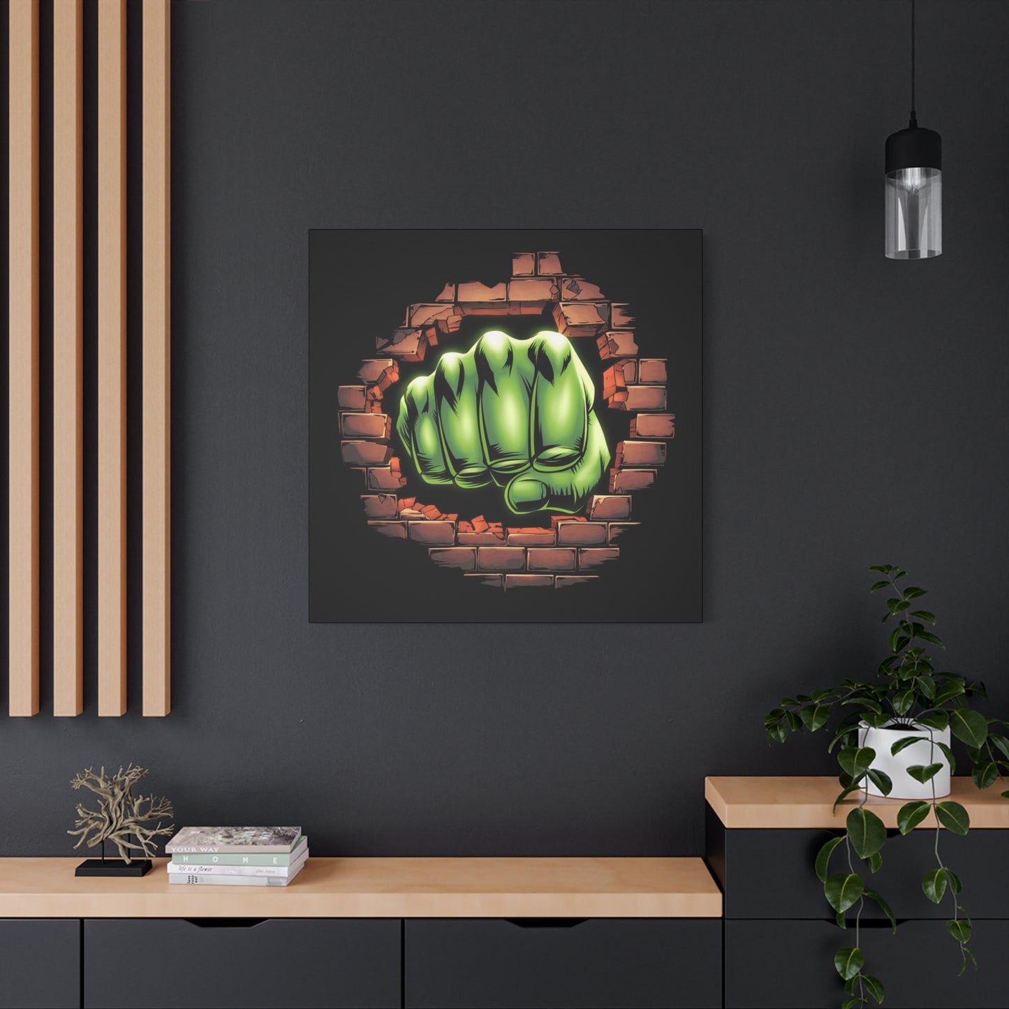 Wall Canvas Green Fist Smashing Design, Wall Art, Comic Canvas
