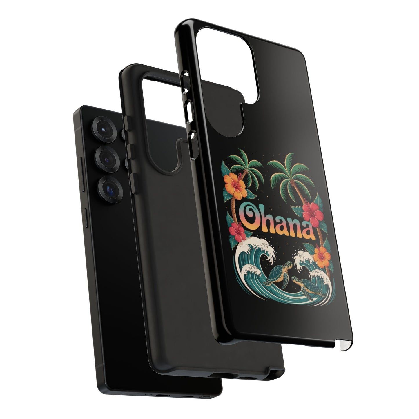 Tropical Ohana Samsung Case - Summer Beach Phone Cover - Hawaiian Palm & Hibiscus Design - Rugged & Glossy Protector for Galaxy