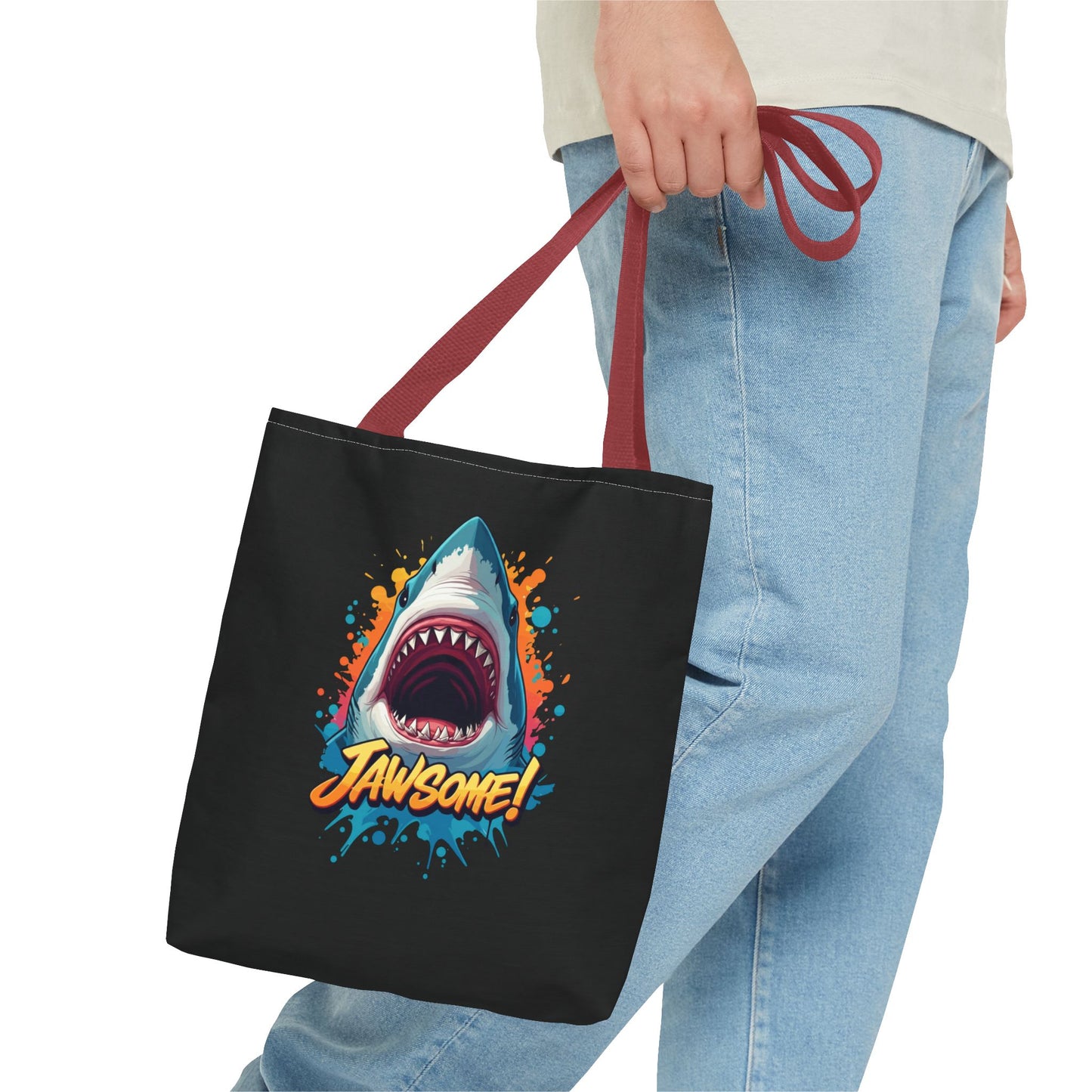 Shark Tote Bag – JAWSOME Funny Ocean Lover Bag – Durable Reusable Grocery, Beach, or Everyday Tote – Gift for Shark Fans & Sea Lovers