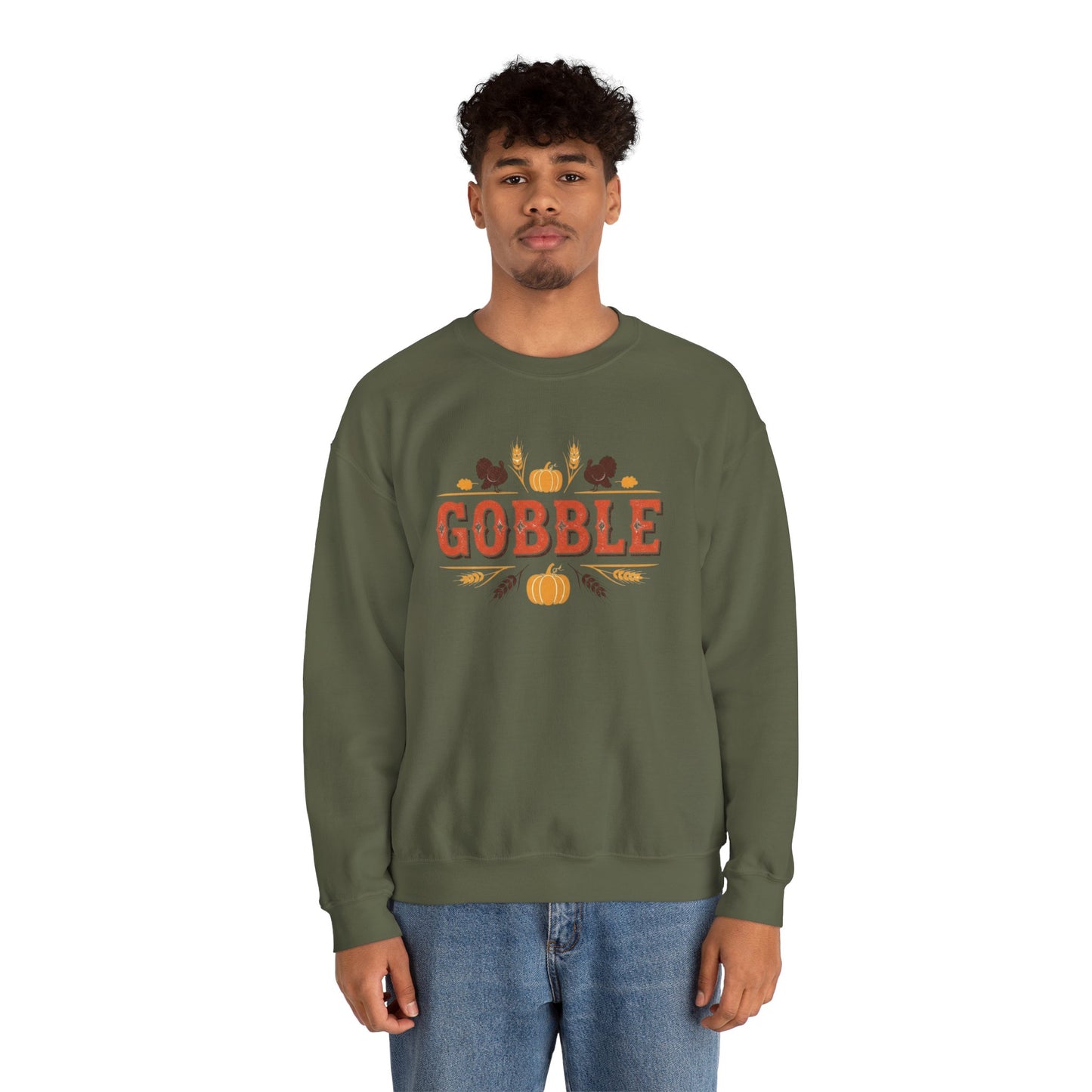 Gobble Thanksgiving Sweatshirt, Fall Pumpkin Turkey Shirt, Cozy Autumn Crewneck, Cute Gobble Pullover, Thanksgiving Dinner Outfit