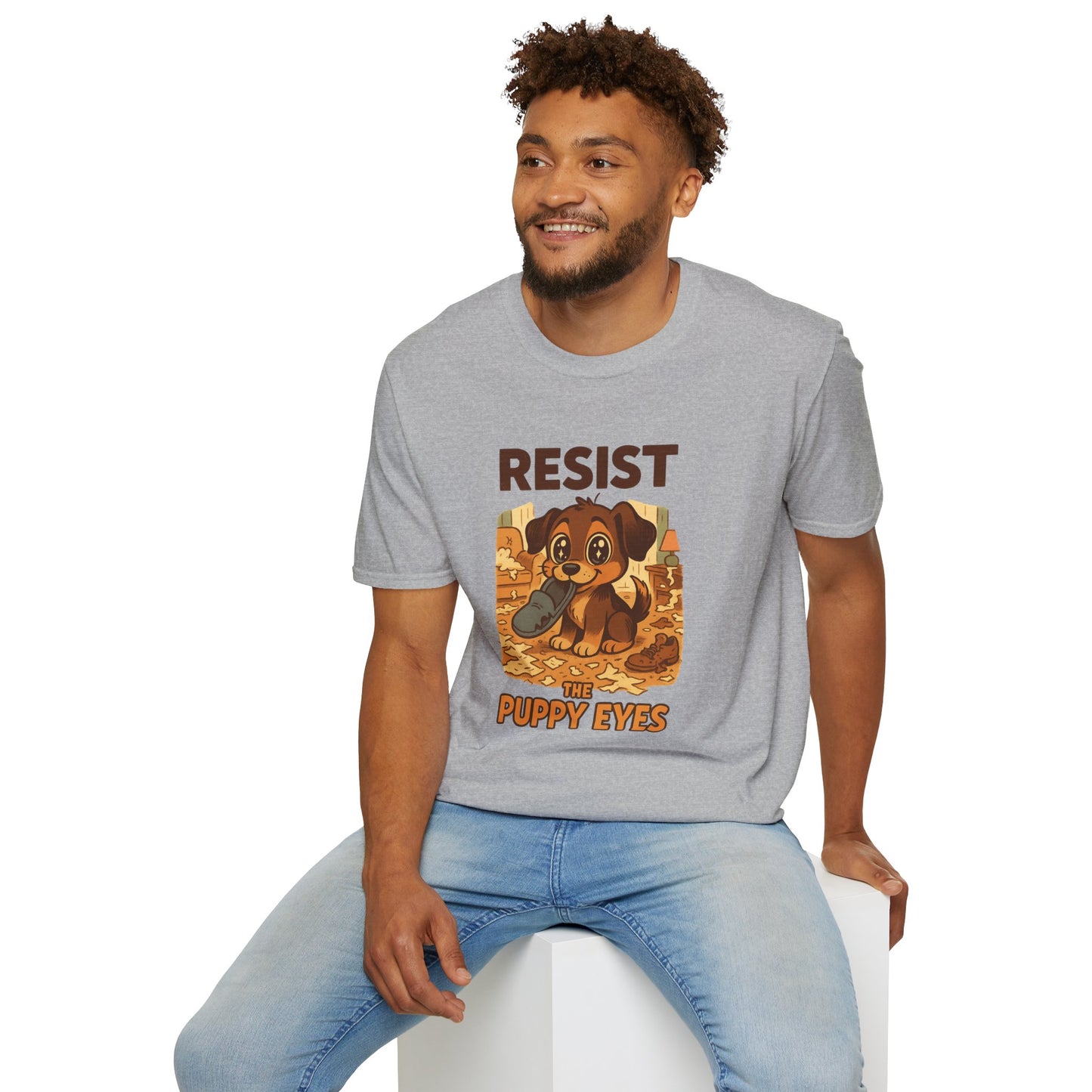 Resist the Puppy Eyes Dog Tee - Cute Puppy Eyes Graphic T-Shirt for Dog Lovers, Funny Pet Gift Shirt, Unisex Animal Lover Tee