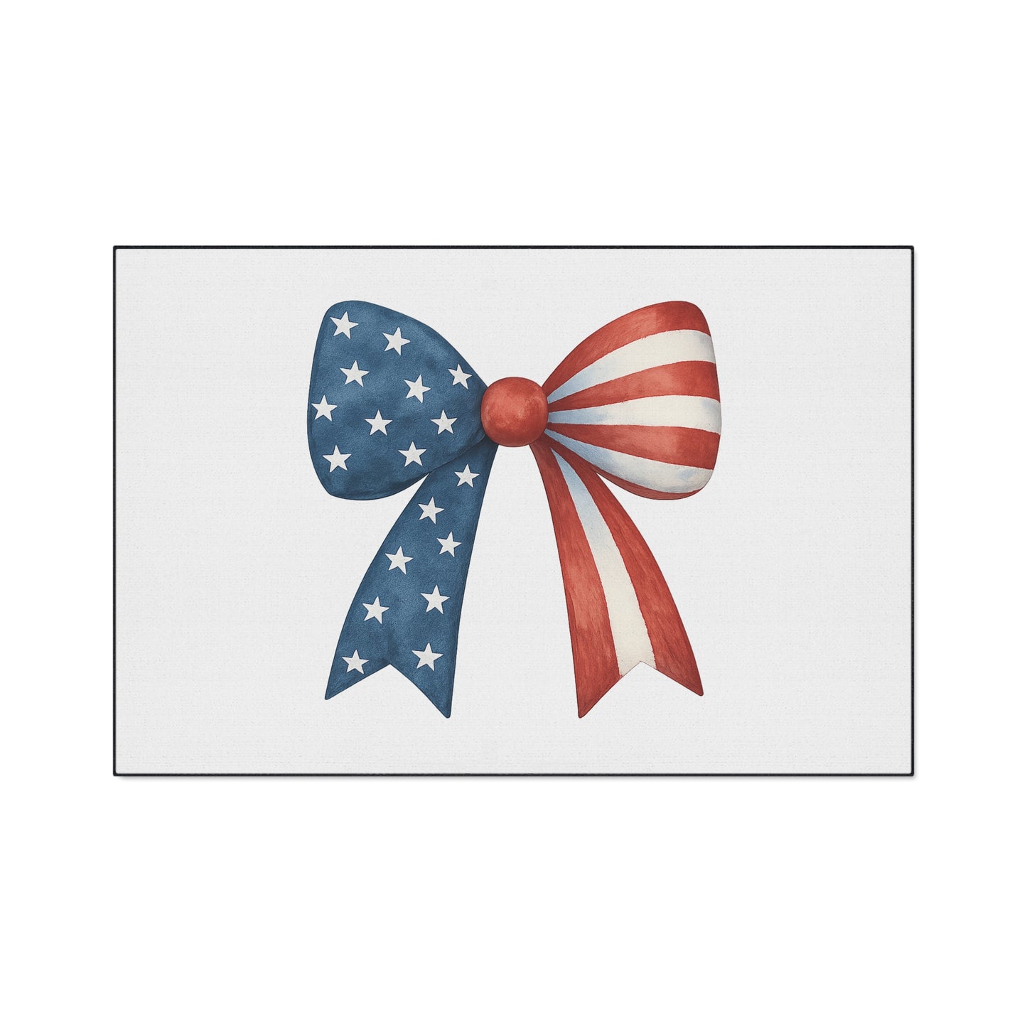 Patriotic Bow Door Mat | 4th of July Mat | American Flag Doormat | USA Stars Stripes Rug | July 4th Entryway Decor | Red White Blue Rug