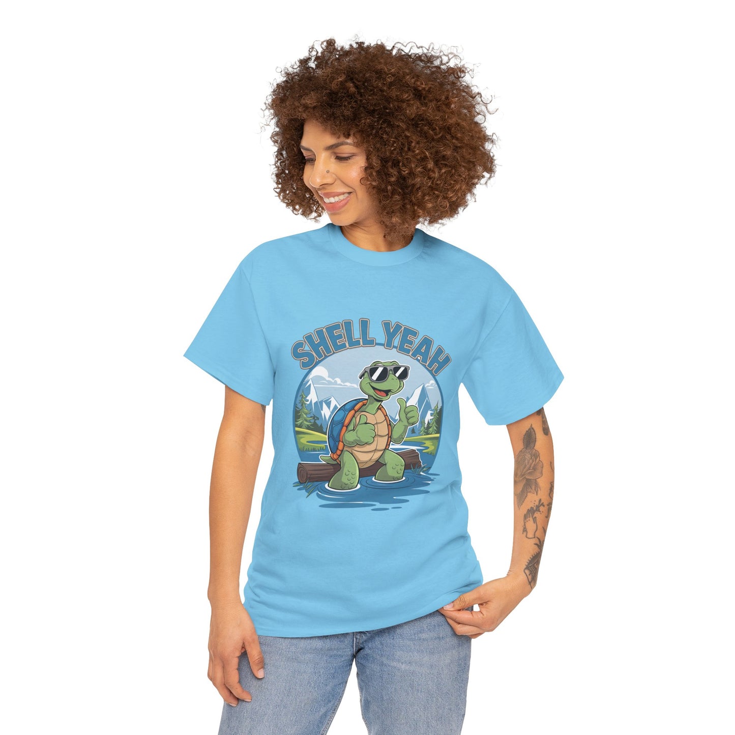 SHELL YEAH Turtle T-Shirt | Funny Cute Turtle Nature Graphic Tee | Handmade Animal Lover Gift | Eco Outdoor Adventure Shirt