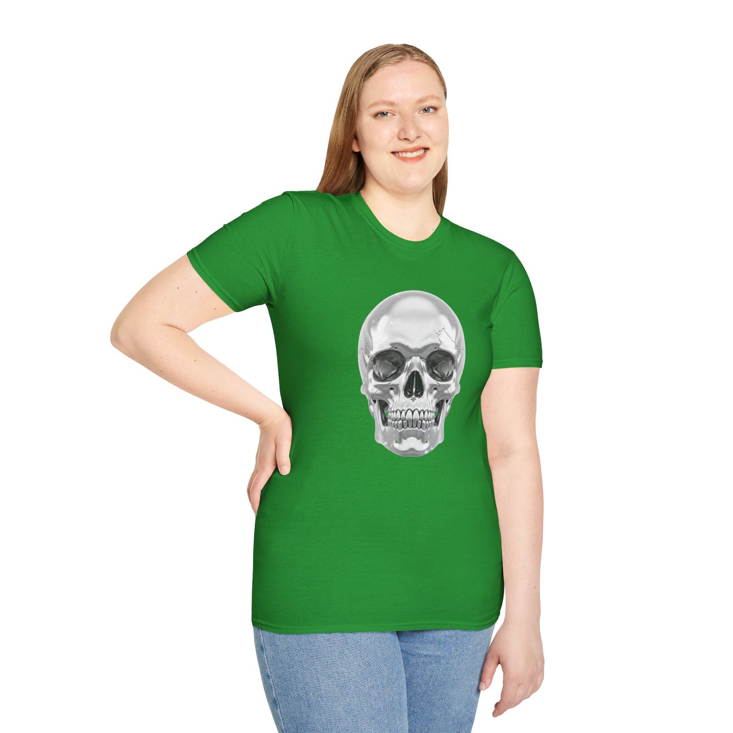 Chrome Skull Graphic Tee - Edgy Metallic Skull Shirt - Retro Rock Vibe, Dark Aesthetic, Unisex Cool Gift - Trendy Fashion Statement Top