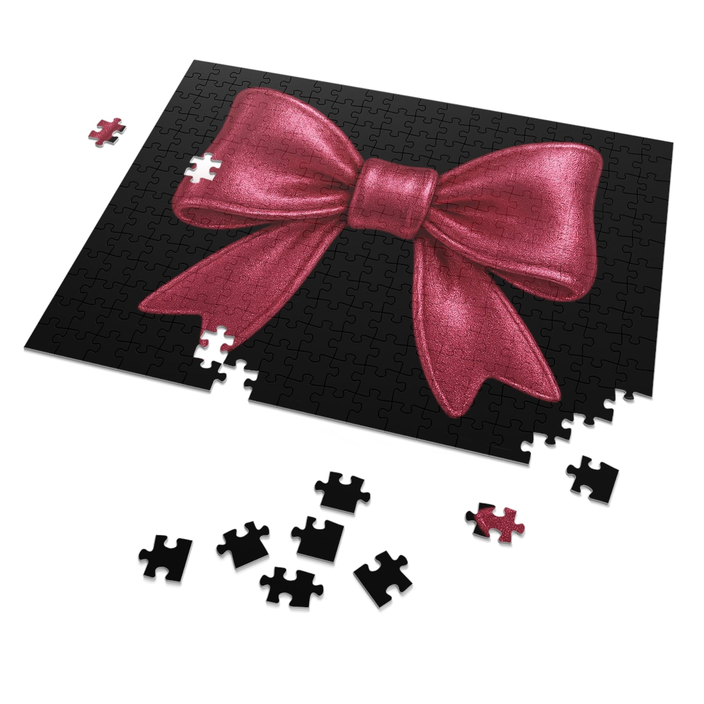 Pink Bow Jigsaw Puzzle – Elegant Aesthetic Puzzle with Gift Tin | Cute Girly Puzzle Gift for Her, Game Night, or Decor
